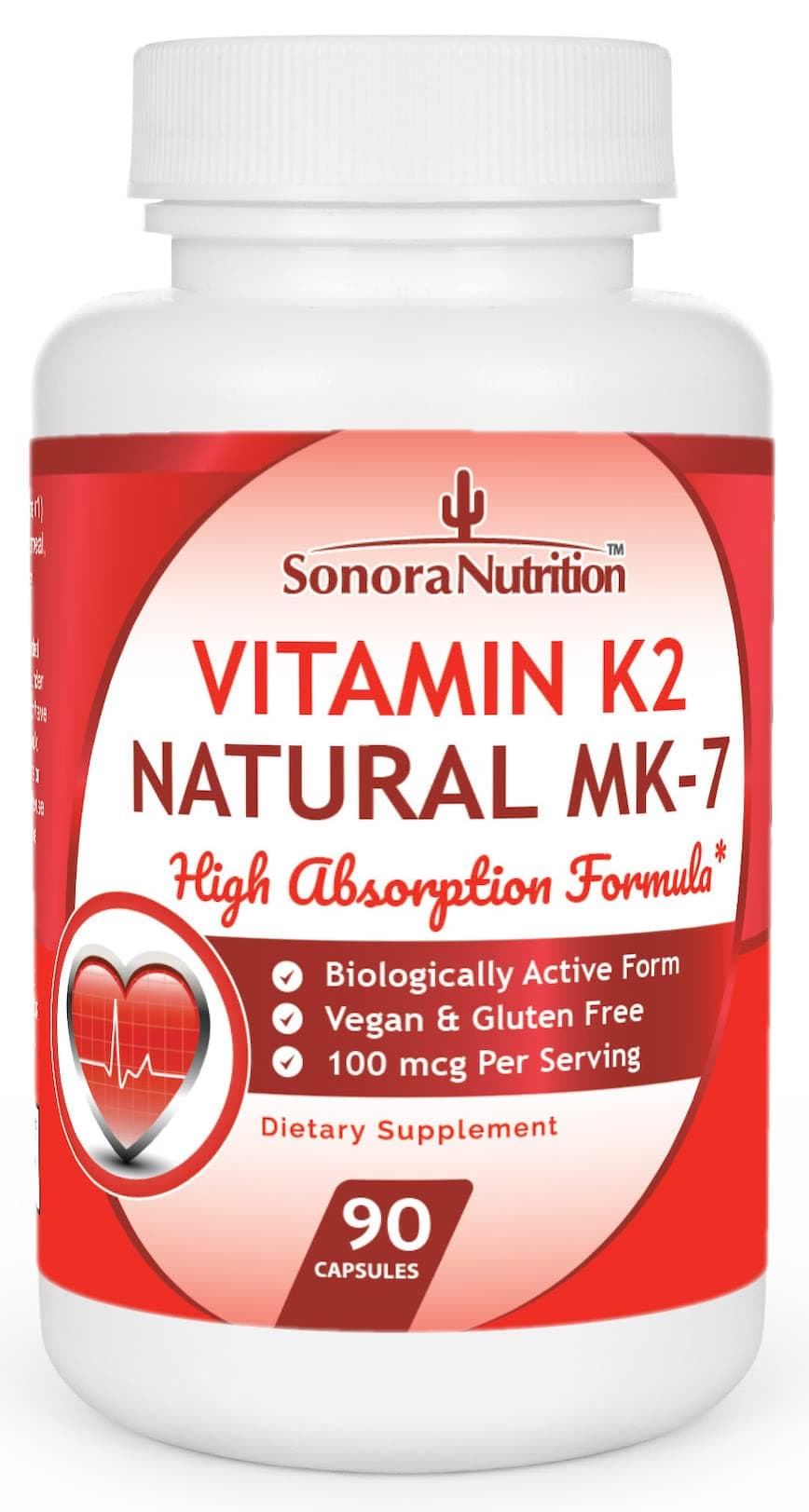 Vitamin K2 Natural MK-7 High Absorption Formula 100 mcg, 90 Capsules