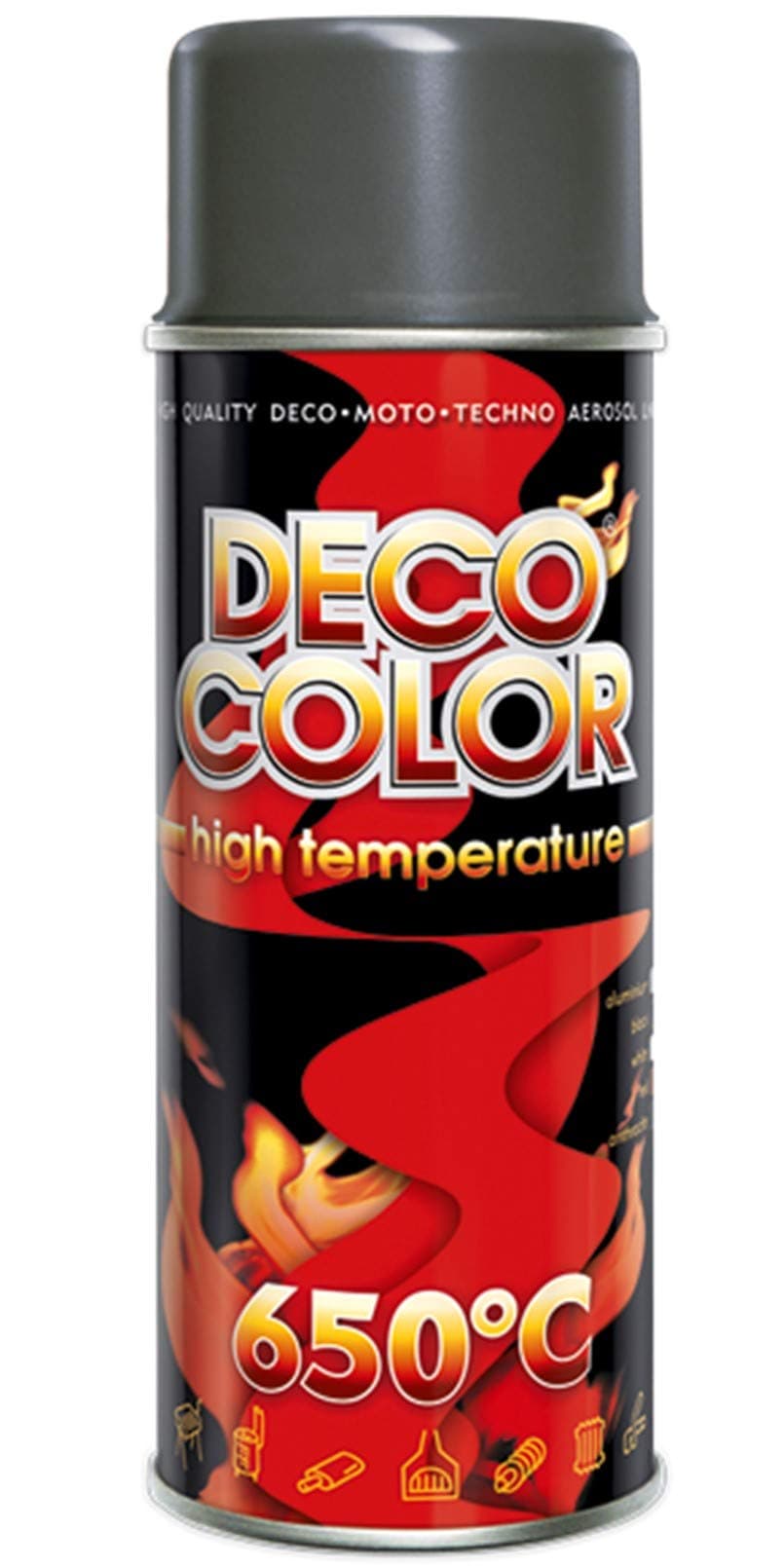 DECO COLOR Heat Resistant Spray Paint HIGH Temperature STOVES EXHAUSTS BBQ VHT XHT (Dark Grey - Anthracite)