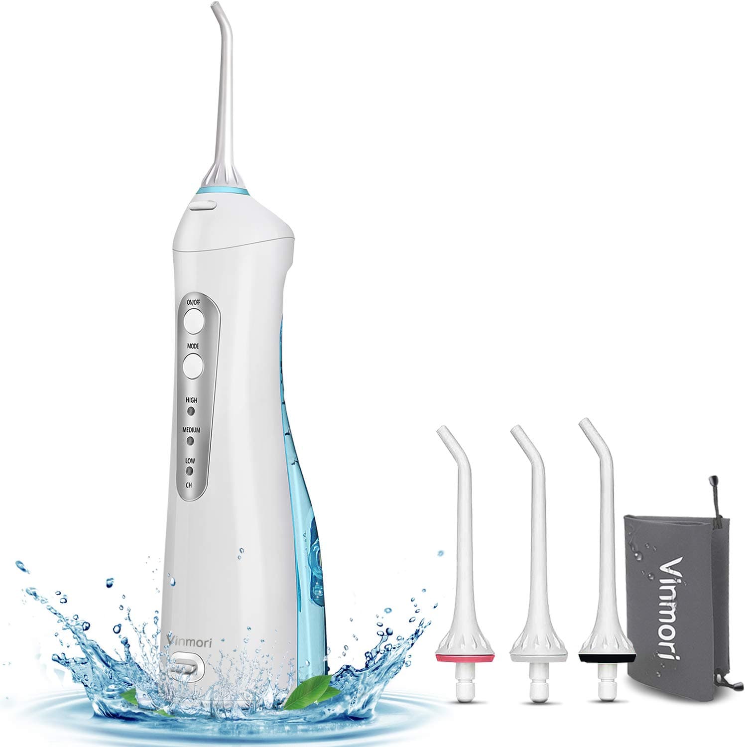 Cordless Water Flosser, VINMORI 2019 Upgraded Oral Irrigator 3-Mode USB Rechargeable IPX7 Waterproof Electric Dental Flosser