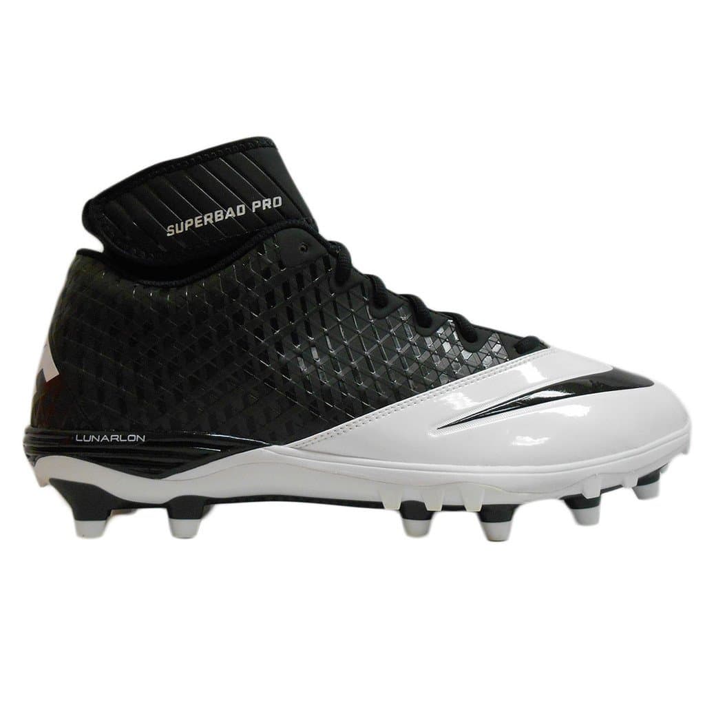 Nike Men's Lunarlon Super Bad Pro D PF Football Cleats Black White Size 15