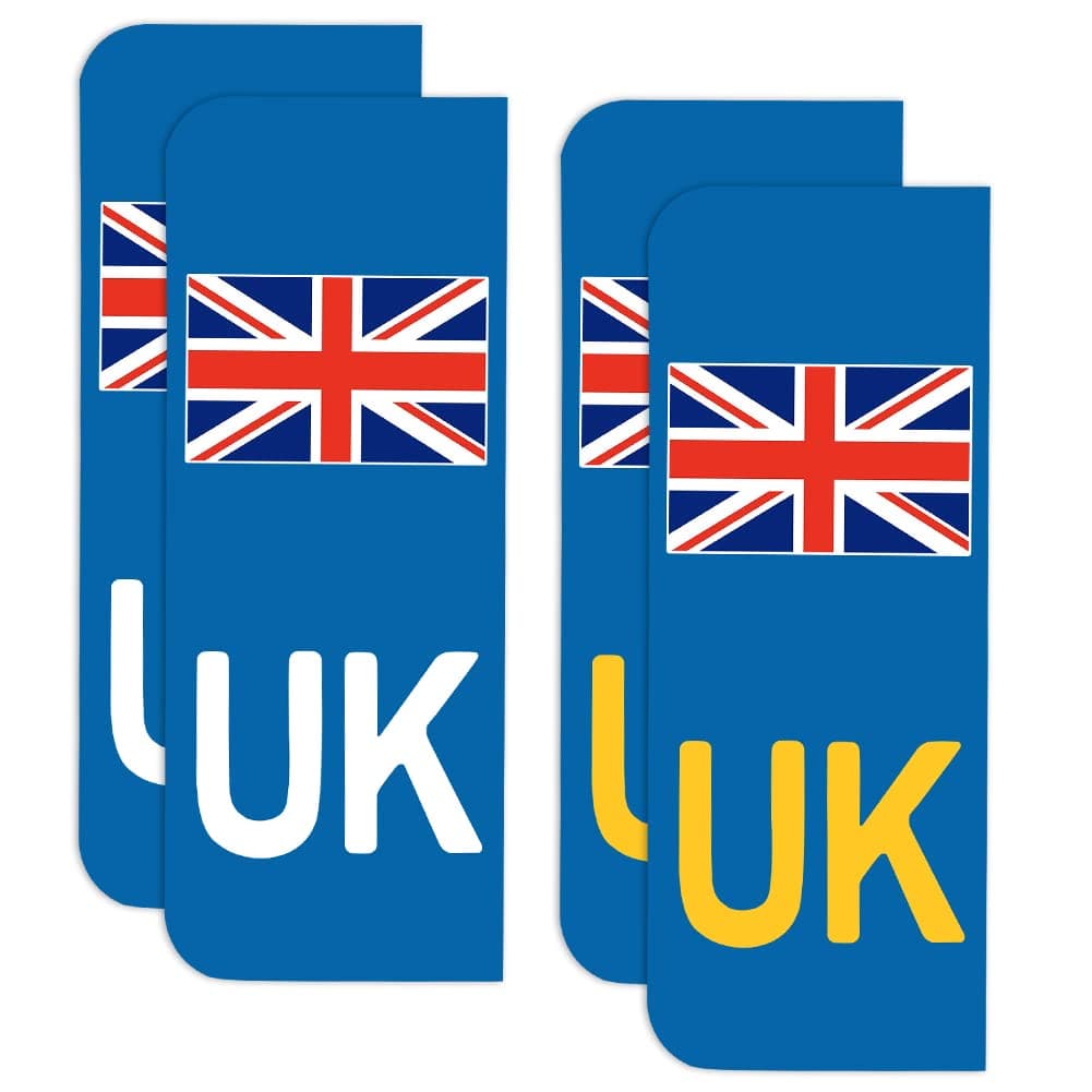 UK Car Stickers, Pack of 4 Self-Adhesive UK Car Number Plate stickers, UK Vinyl Car Stickers, for European Roads, Replace GB Stickers for Car Brexit GB, No Blow off, No Scratching