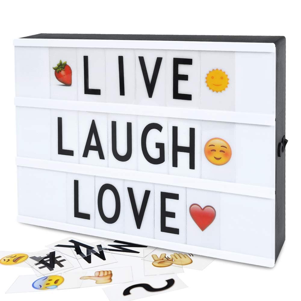 Cinema Light Box with 190 Letters Symbols - A4 Size Cinematic Light Up Sign Personalized DIY LED Letter Lamp for Chirstmas Photo Shoots Birthday Party Home Décor