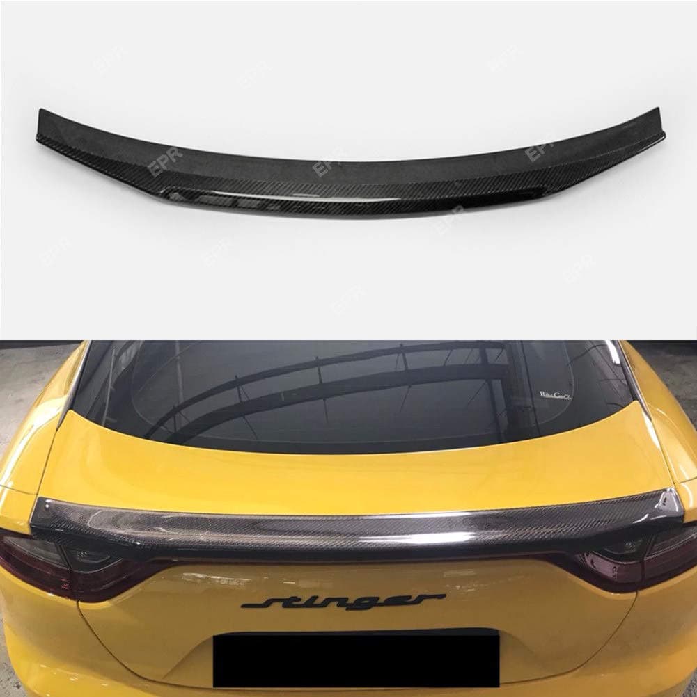 HJHNB Carbon Fiber Rear Spoiler for Kia Stinger 2018 Type S, Roof Trunk Boot Window Lip Sport Accessories Body Kit Stinger Tuning Part Carbon Spoiler for Kia