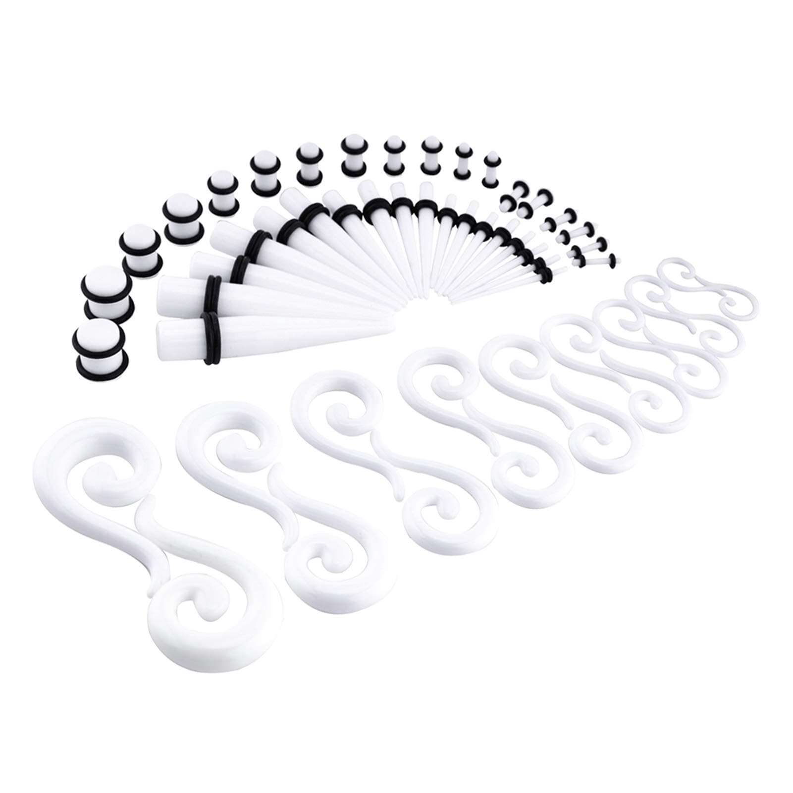 Ear Stretching Kit 54 Pieces 14G-00G Ear Gauges Expander Set Acrylic Tapers and Plugs & Silicone Tunnels Body Piercing Jewelry Set with EVA Box