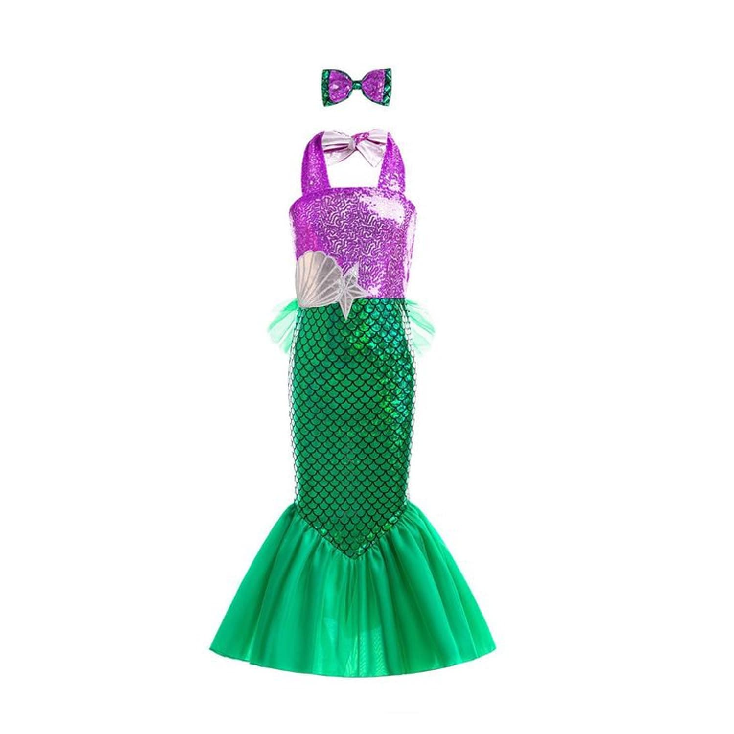 Jorunb Little Mermaid Dress for Toddler Girls Princess Mermaid Dress Up Cosplay Princess Mermaid Costume for Kids 3-10 Years Old Girl Princess Costume Birthday Party Dress