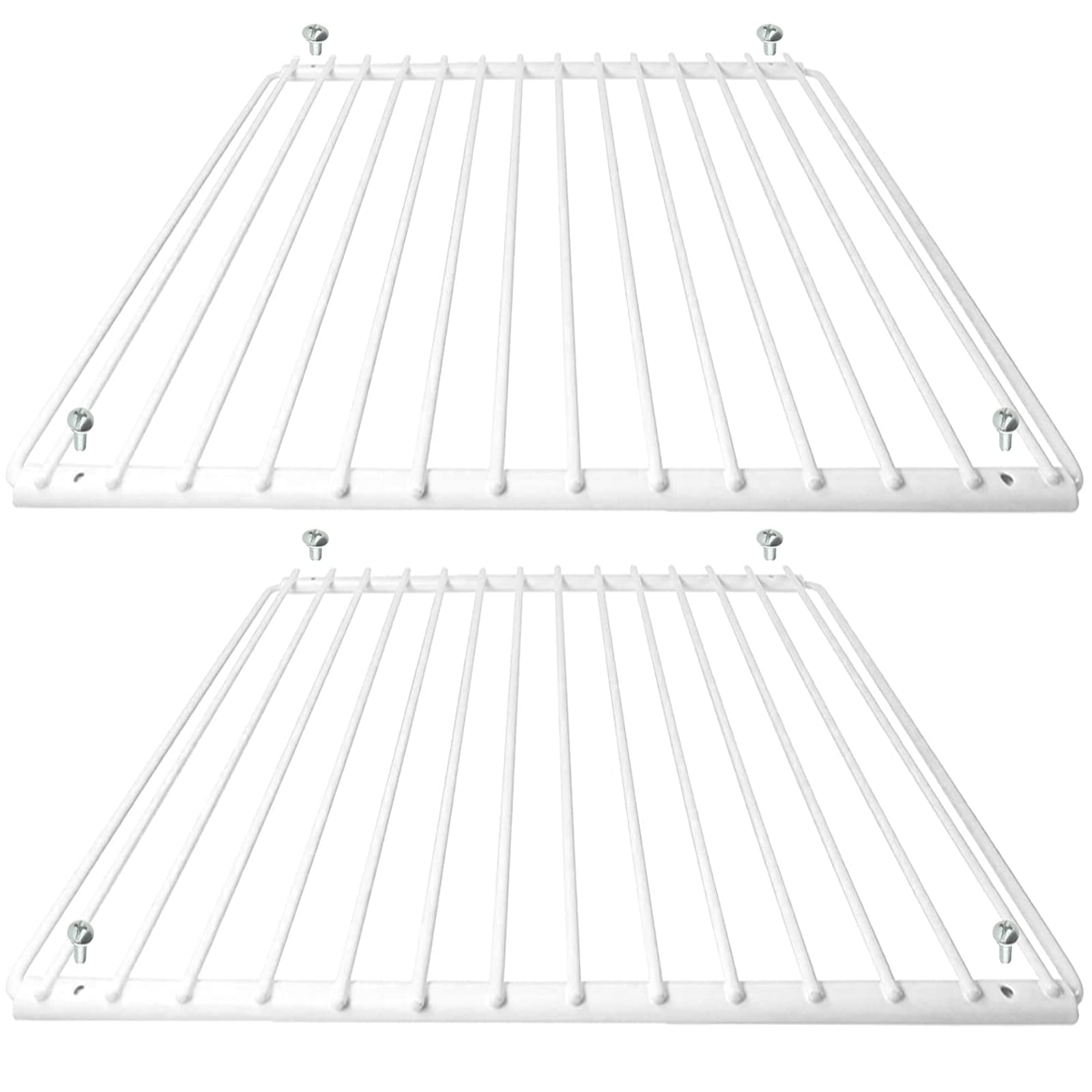 SPARES2GO Universal Adjustable Extendable Fridge Shelf Refrigerator Freezer Shelves (Pack of 2, White Plastic Coated)