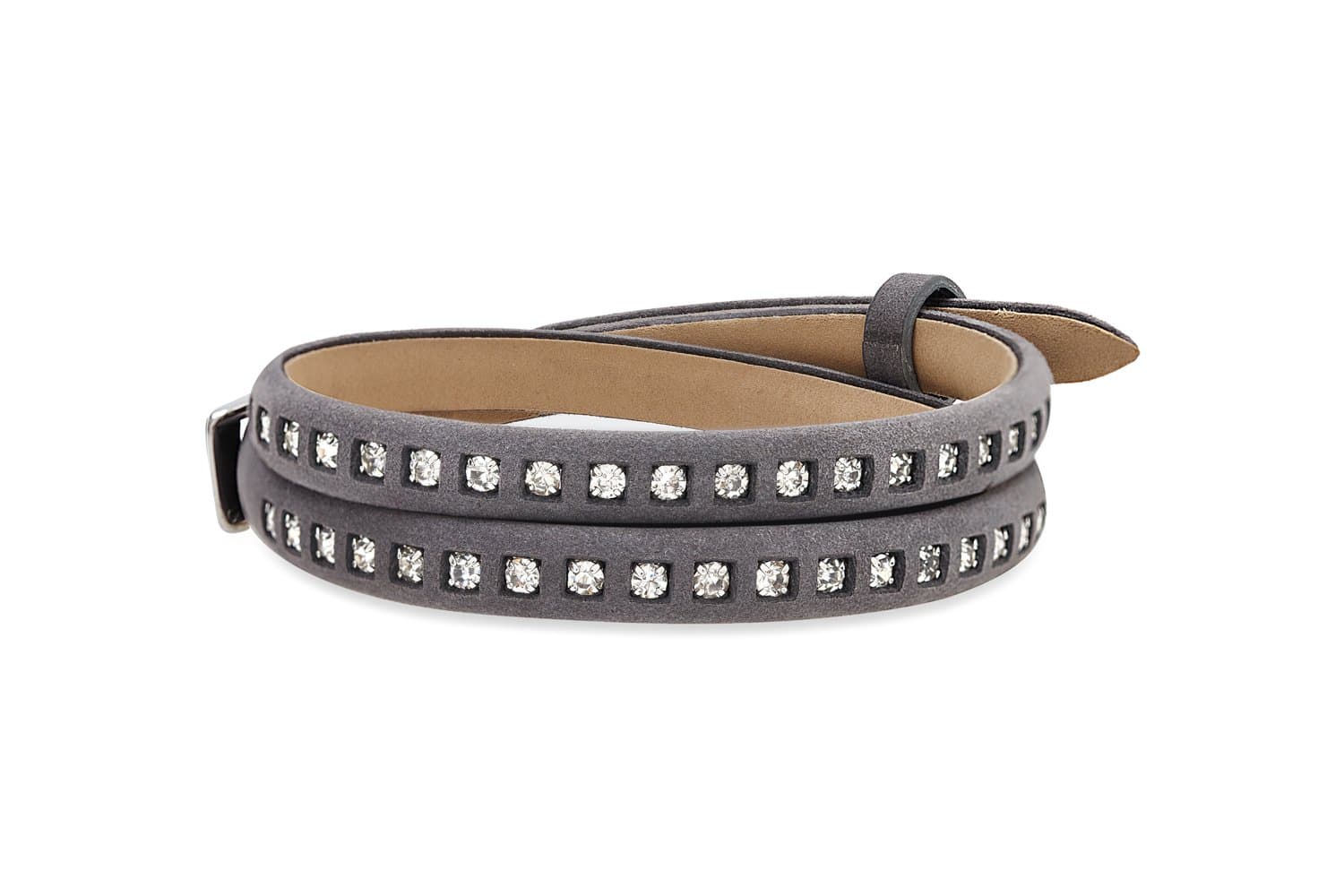 Boho Betty Trendy Marula Leather Wrap Bracelet In Pewter Gray