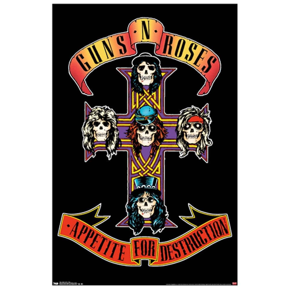 Trends International Guns N' Roses - Cross Wall Poster, 22.375" x 34", Unframed Version