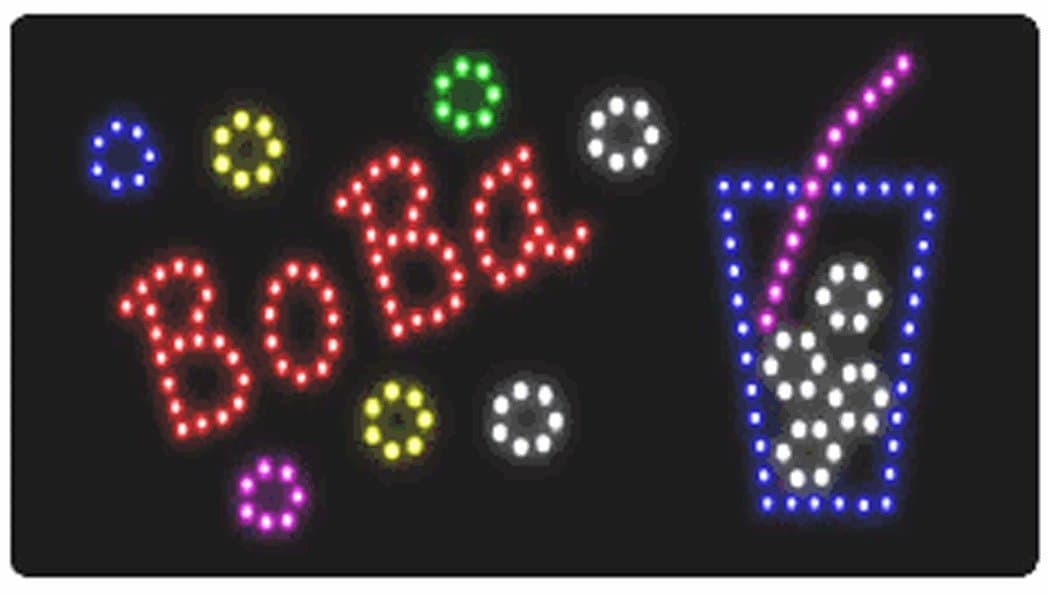 Affordable Signs LED8302 LED Sign, Boba', 12" Height x 24" Length x 1" Width