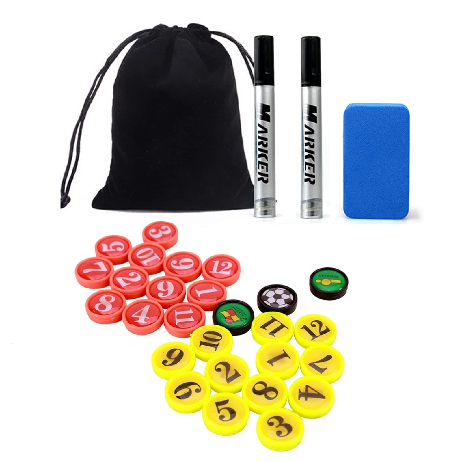 VolksRose Replacement Magnets for Coach Board, Player Magnets and Dry Erase Marker Pen for Soccer Basketball Coaching Board, Tactics Strategy Board Coaches Clipboard Accessories