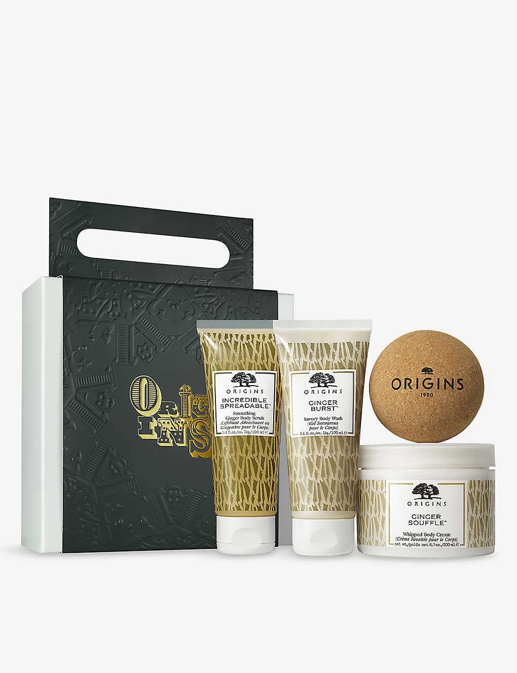Origins Gift Set: Ginger Souffle Whipped Body Cream & Ginger Burst Savory Body Wash & Smoothing Ginger Body Scrub
