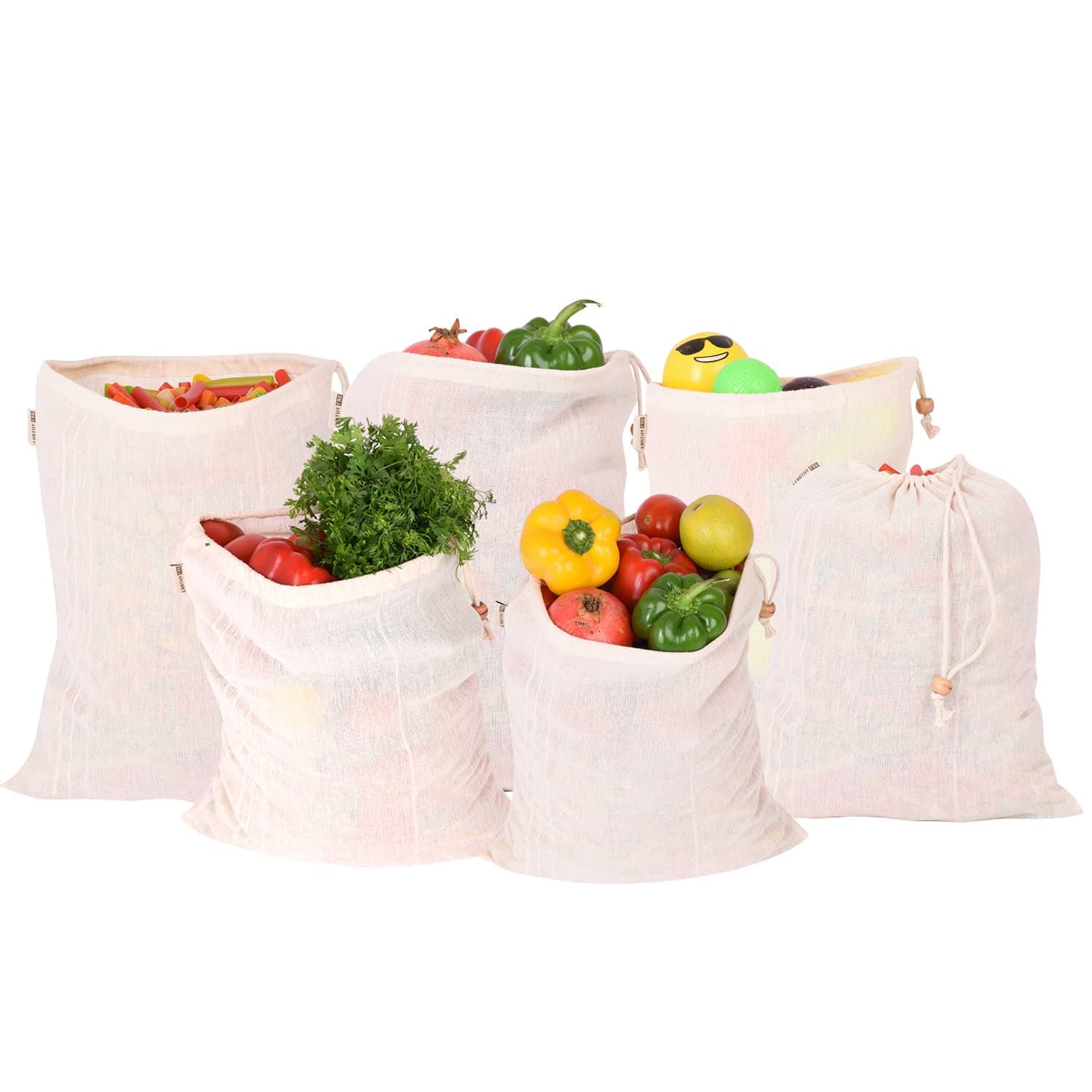 Earthy Fab 100% Cotton Fridge Storage Bag for Vegetables and Fruits Multipurpose, Reusable, Eco Friendly. Set of 12