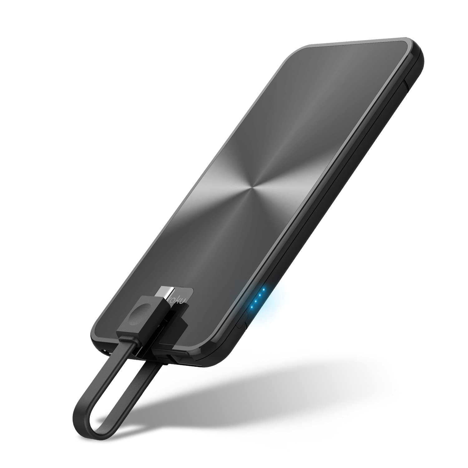 Portable Charger USB C Power Bank - Miraku M6 5000mAh External Battery Pack Travel Charger with Built-in Type C Cable Dual Output for Galaxy Note 8 S8 LG G6 Elite X3,HTC One