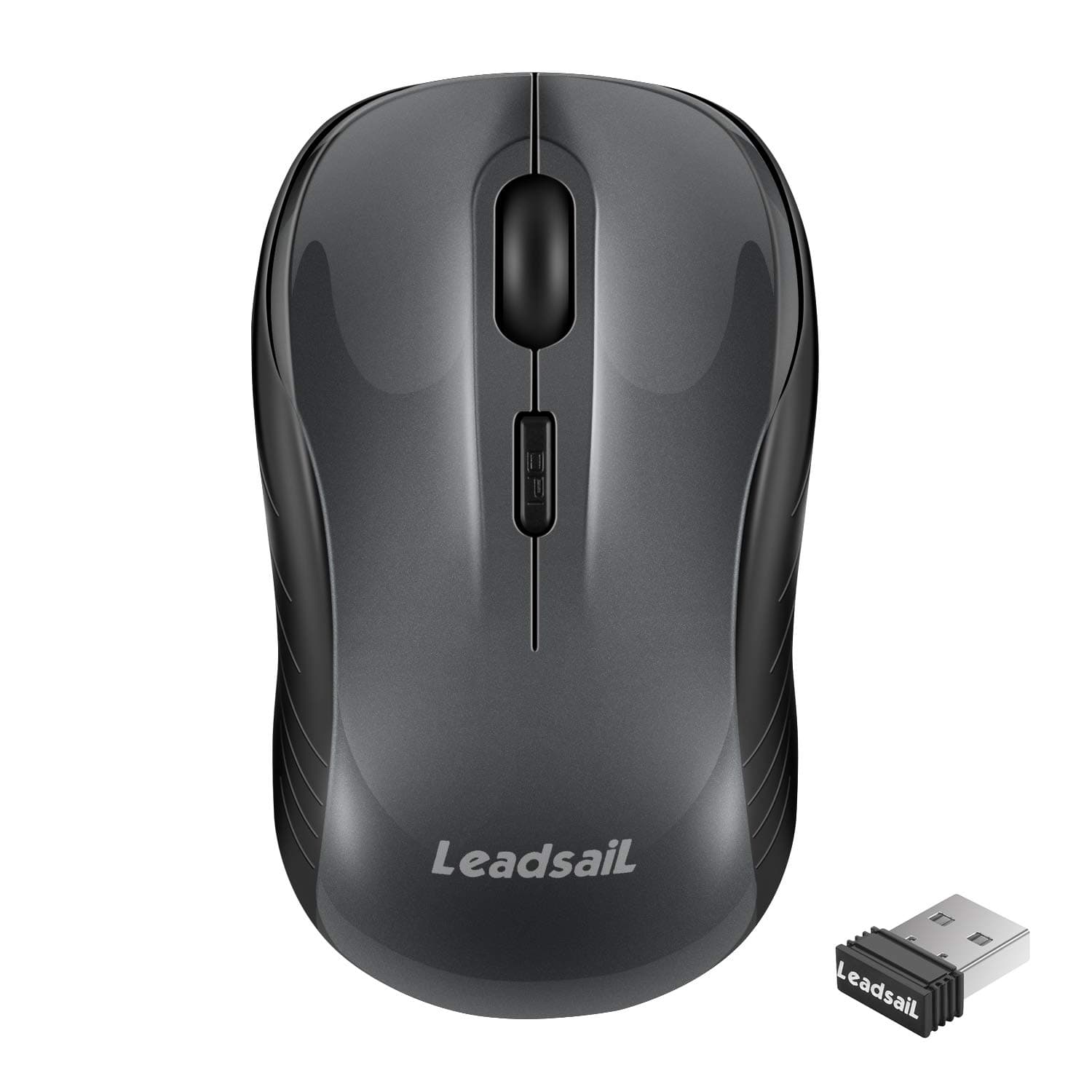 LeadsaiL Wireless Mouse, 2.4Ghz USB Cordless Mouse for Laptop, Compact Silent Mice, 4 Buttons, 3 Adjustable DPI, Ergonomic Optical Mouse for MacOS and Windows Coumpter, Notebook