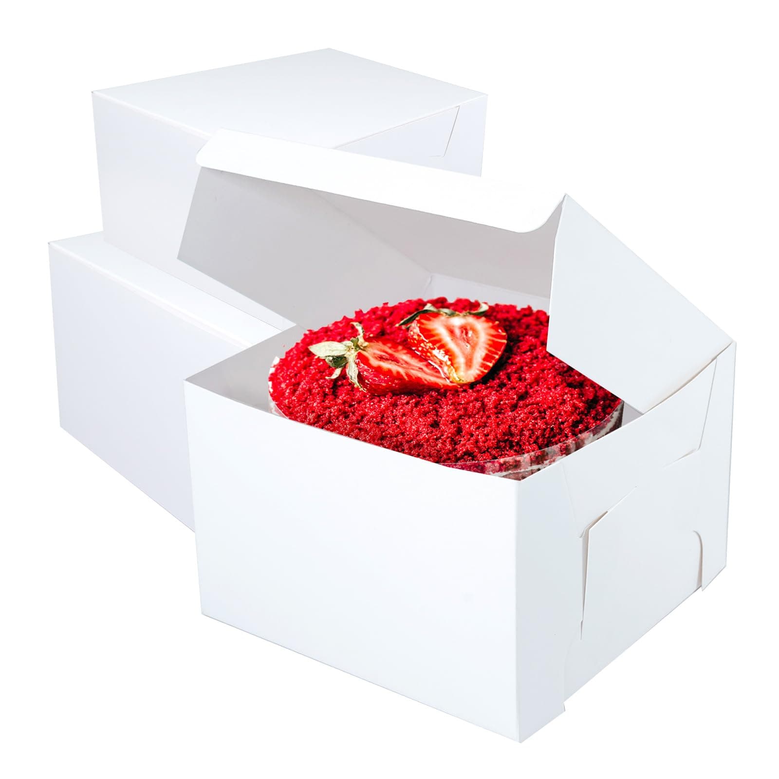 10"x10"x5" White Cake box, Premium Bakery Boxes, One piece, Perfect for packaging and selling cakes, donuts, cookies, and muffins, Pack of 12