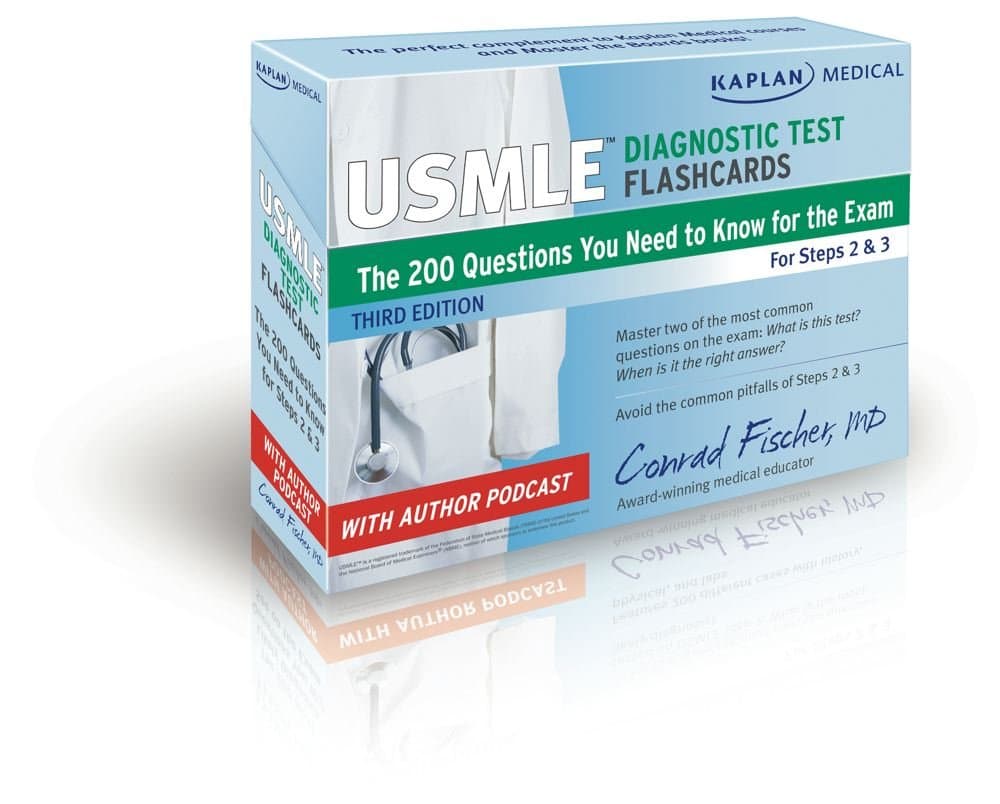 Kaplan Medical USMLE Diagnostic Test Flashcards: The 200 Diagnostic Test Questions You Need to Know for the Exam for Steps 2 & 3 (USMLE Prep) Third Edition