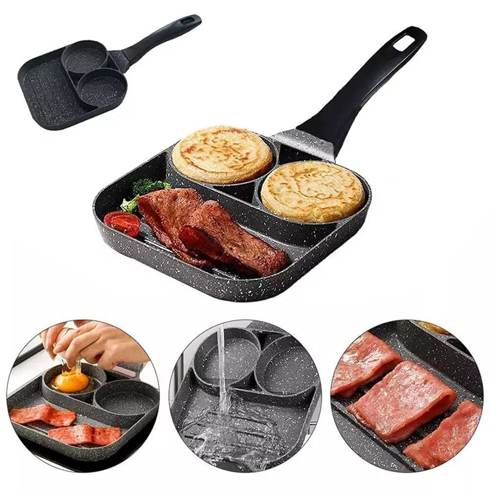 2 Holes Frying Pan, Non-Stick Cast Pan, Fried Egg Pancake Pan, Non Stick Fried Eggs Cooking Pan, Multi Egg Frying Pan, Suitable for Fried Eggs, Steak, Meat, Bacon and Fish