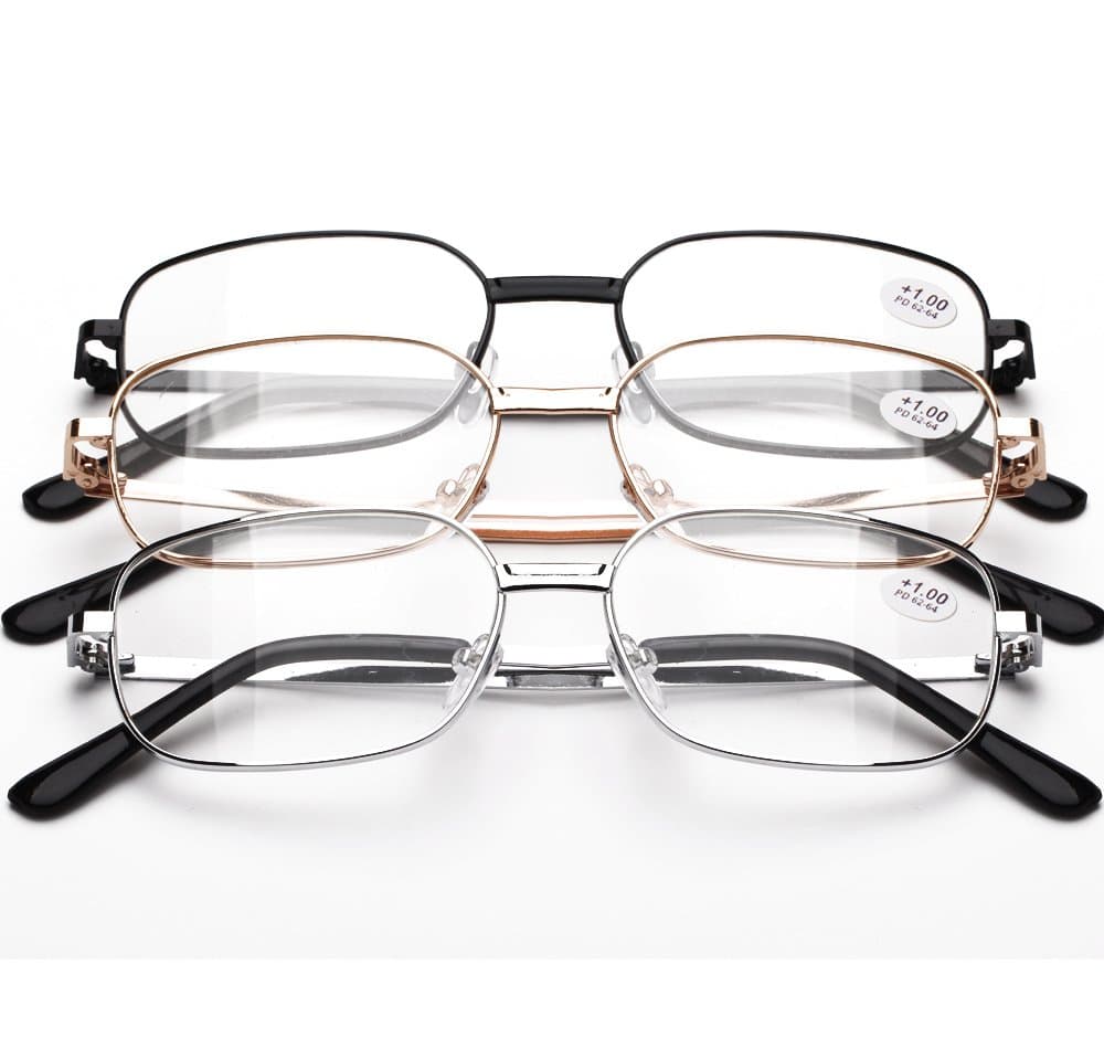 Reading Glasses 1.0 For Women & Man By See 626 - Alphareader 3 Pairs Value Packed Metal Readers- Unisex Reading Glasses - Black, Gray, Gold Reading Glasses