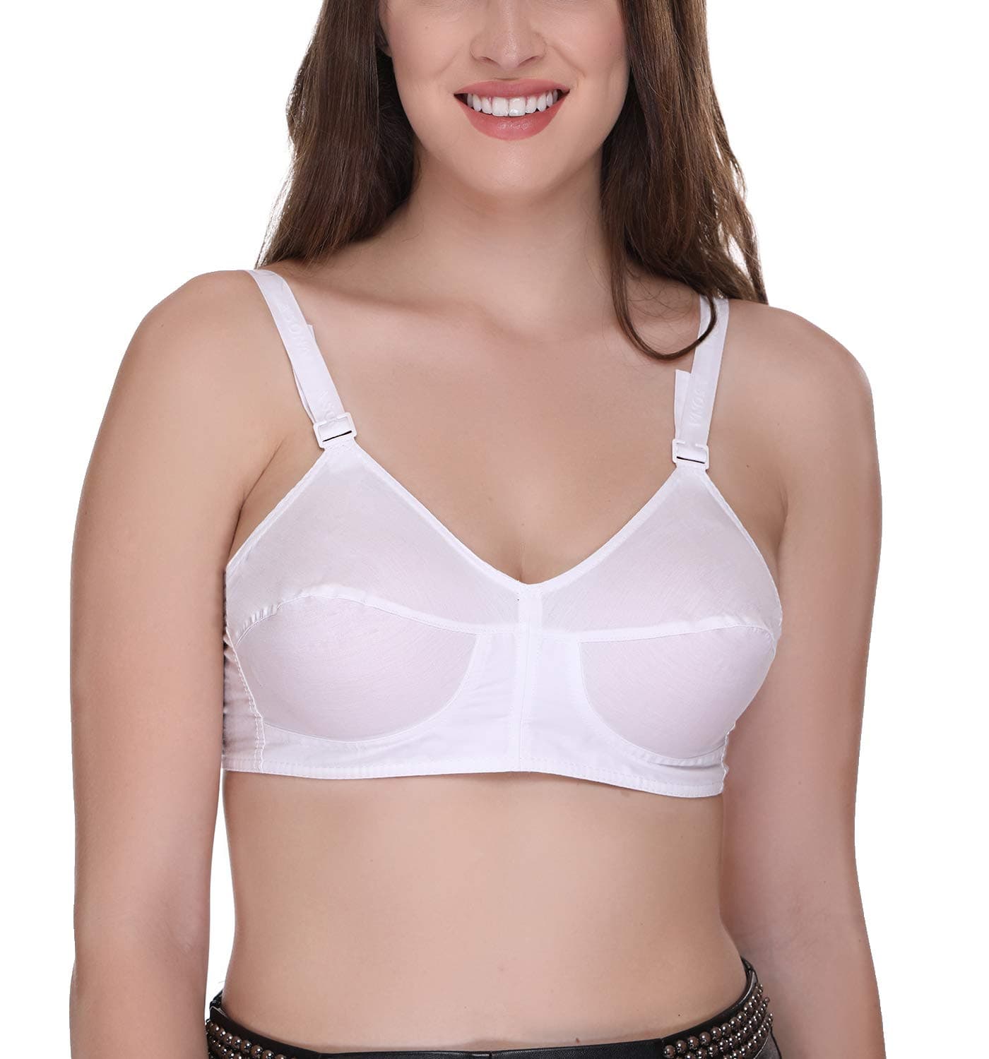 Sona Women's Bee Heart Cotton Straps Full Coverage Non-Padded Bra (White_44C) Pack of 1