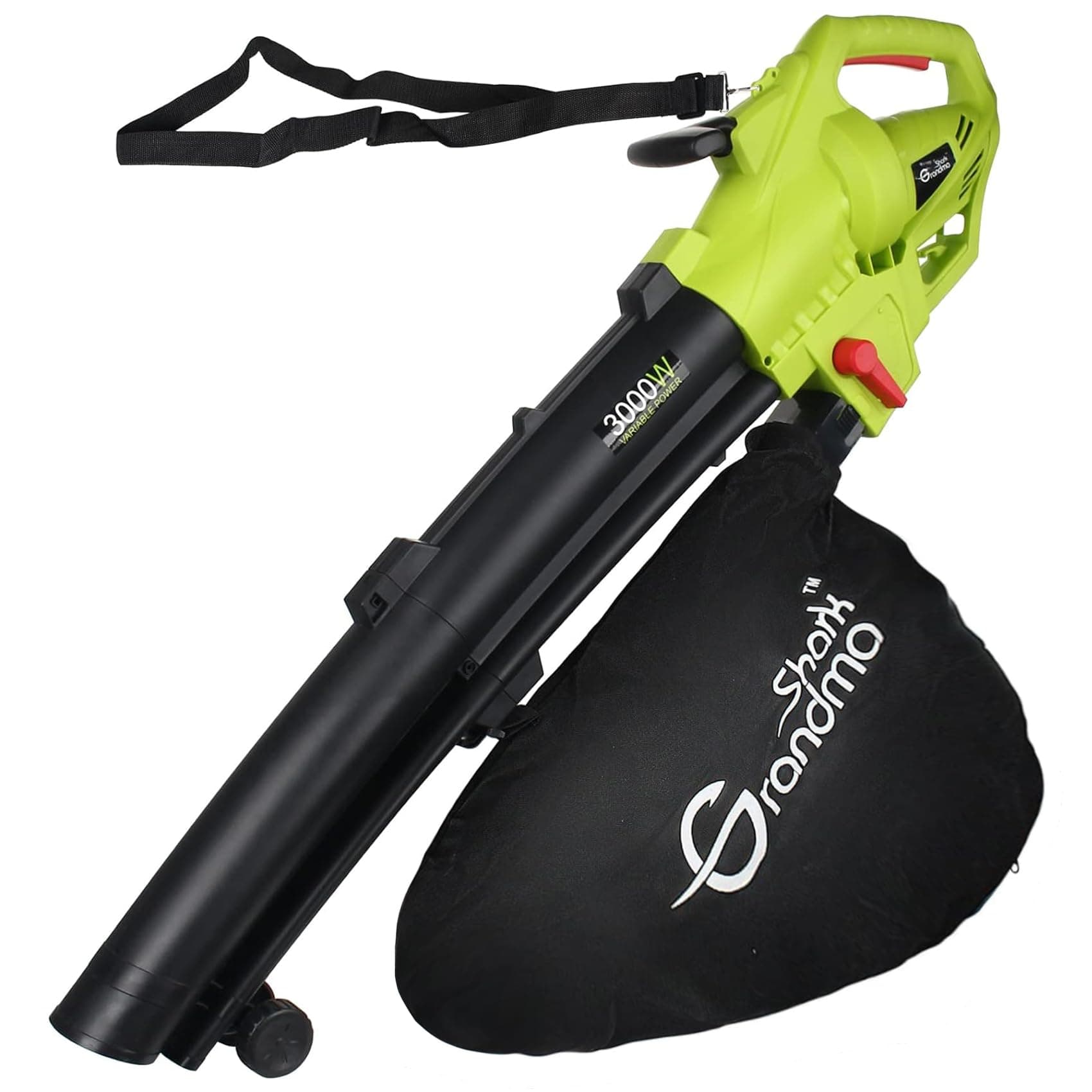 3000W 3 in 1 Leaf Blower, Garden Leaves Vacuum Cleaner, Support for Breaking Leaves and Having a Large Collection Bag (Green)