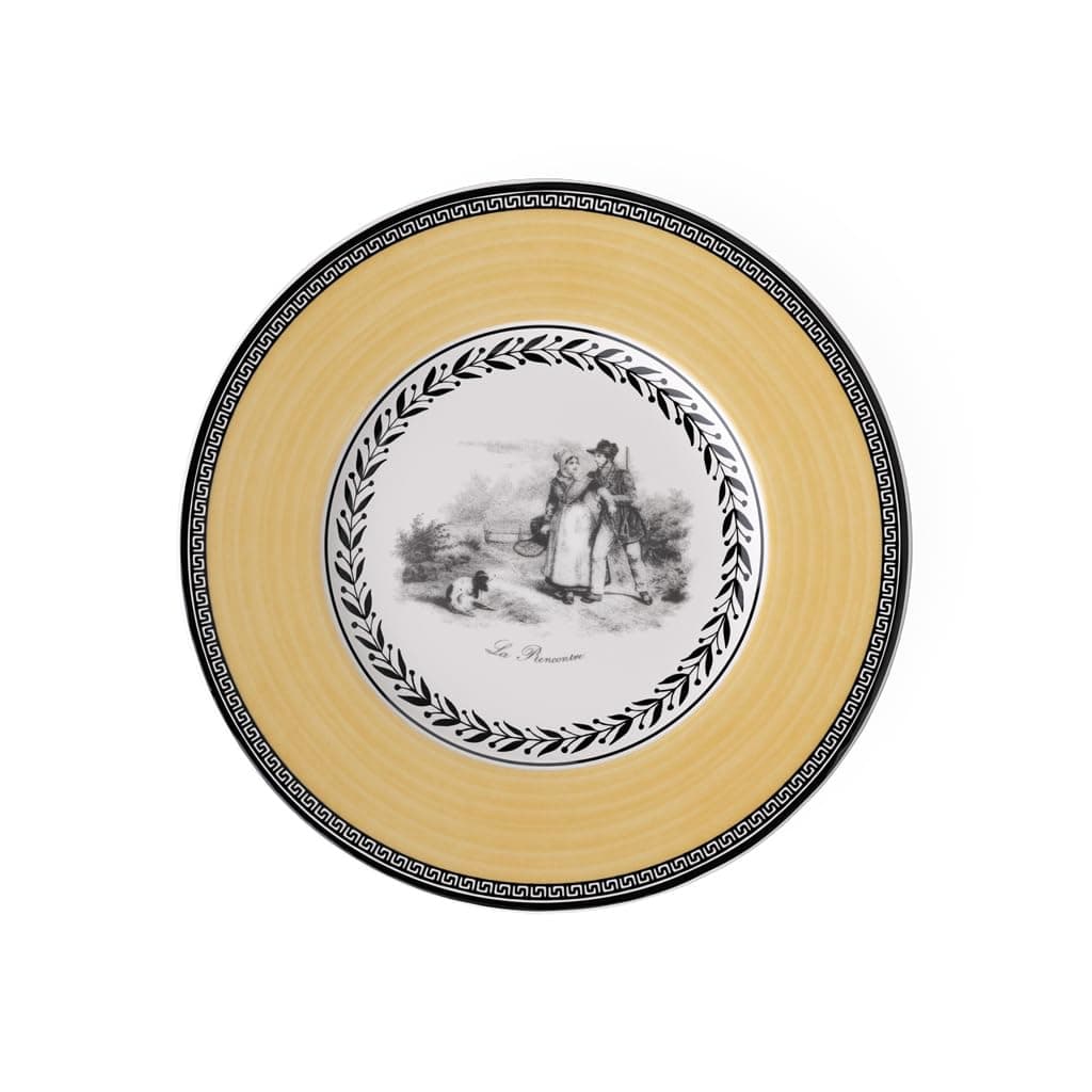 Villeroy & Boch Audun Chasse Bread Plate, 16 cm, Premium Porcelain, White/Grey/Yellow
