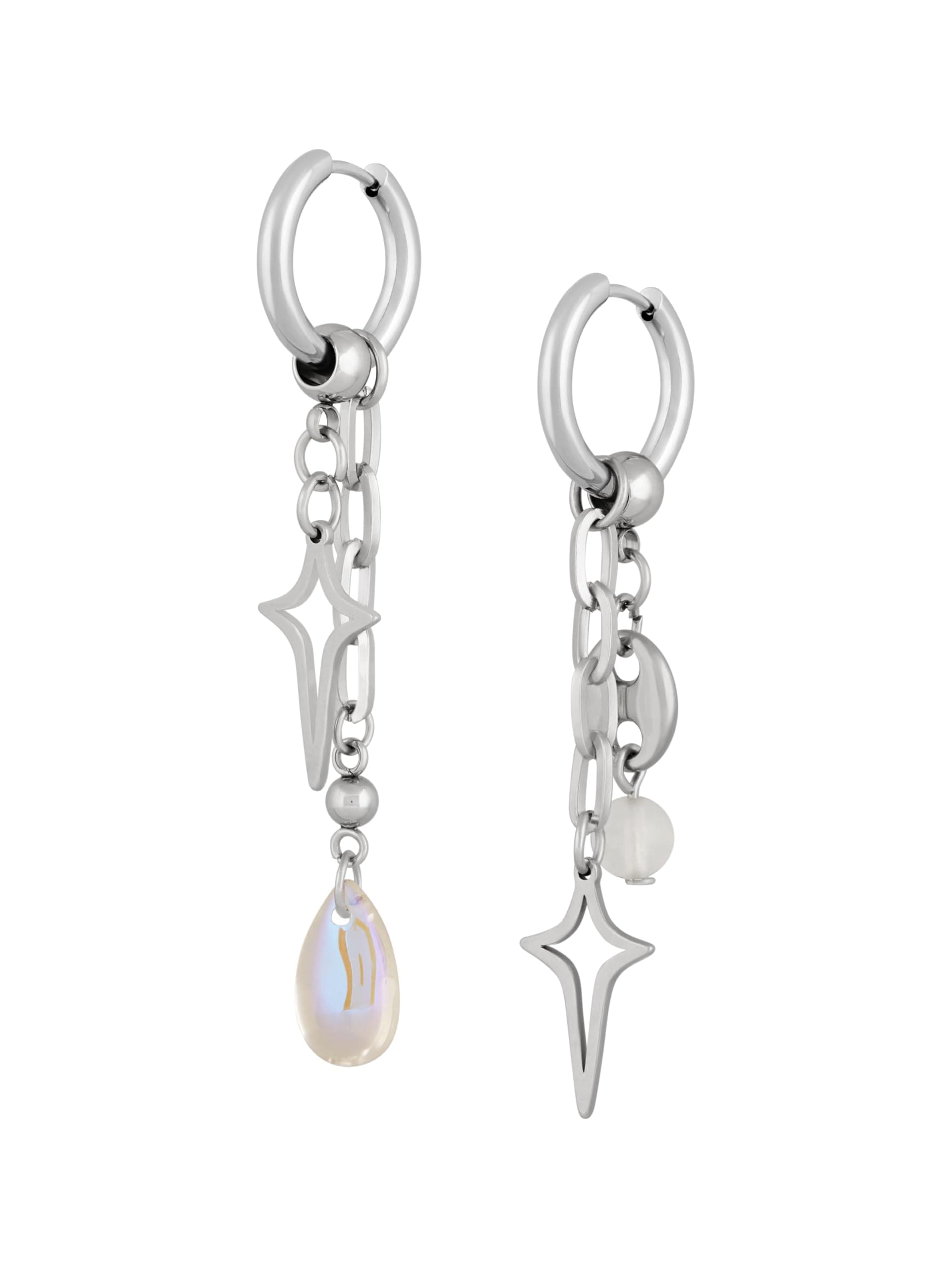 Teardrop Spike Star Hoop Earrings, Gothic Grunge Emo Punk Y2k Earrings, Goth Jewelry, Christmas Jewelry Gift for Women