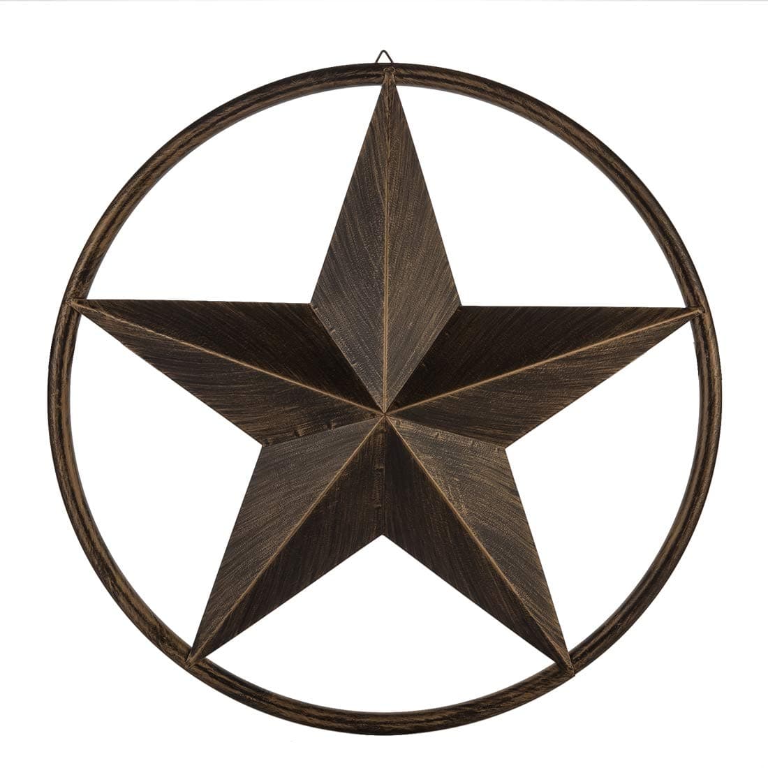 EBEI 24" Rustic Metal Barn Star Circle Dark Brown Texas Lone Star Wall Decor Art Western Home Wall Decor