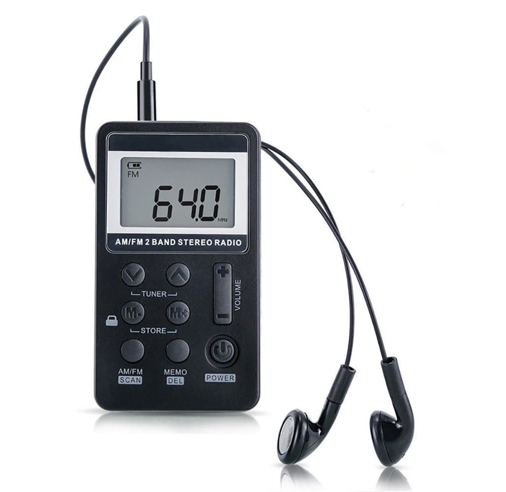 AM FM Radio,Mini Portable Pocket Radio Receiver with Earphone,Rechargeable Battery for Walk/Jogging/Gym/Camping (Black)