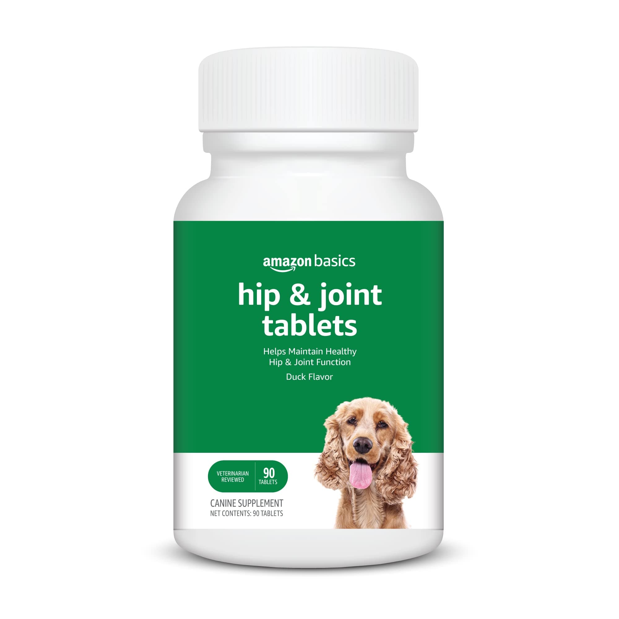 Amazon Basics Dog Hip & Joint Daily Chewable Tablets, with Glucosamine, MSM, and Chondroitin, Duck Flavored, 90 Count (Previously Solimo)