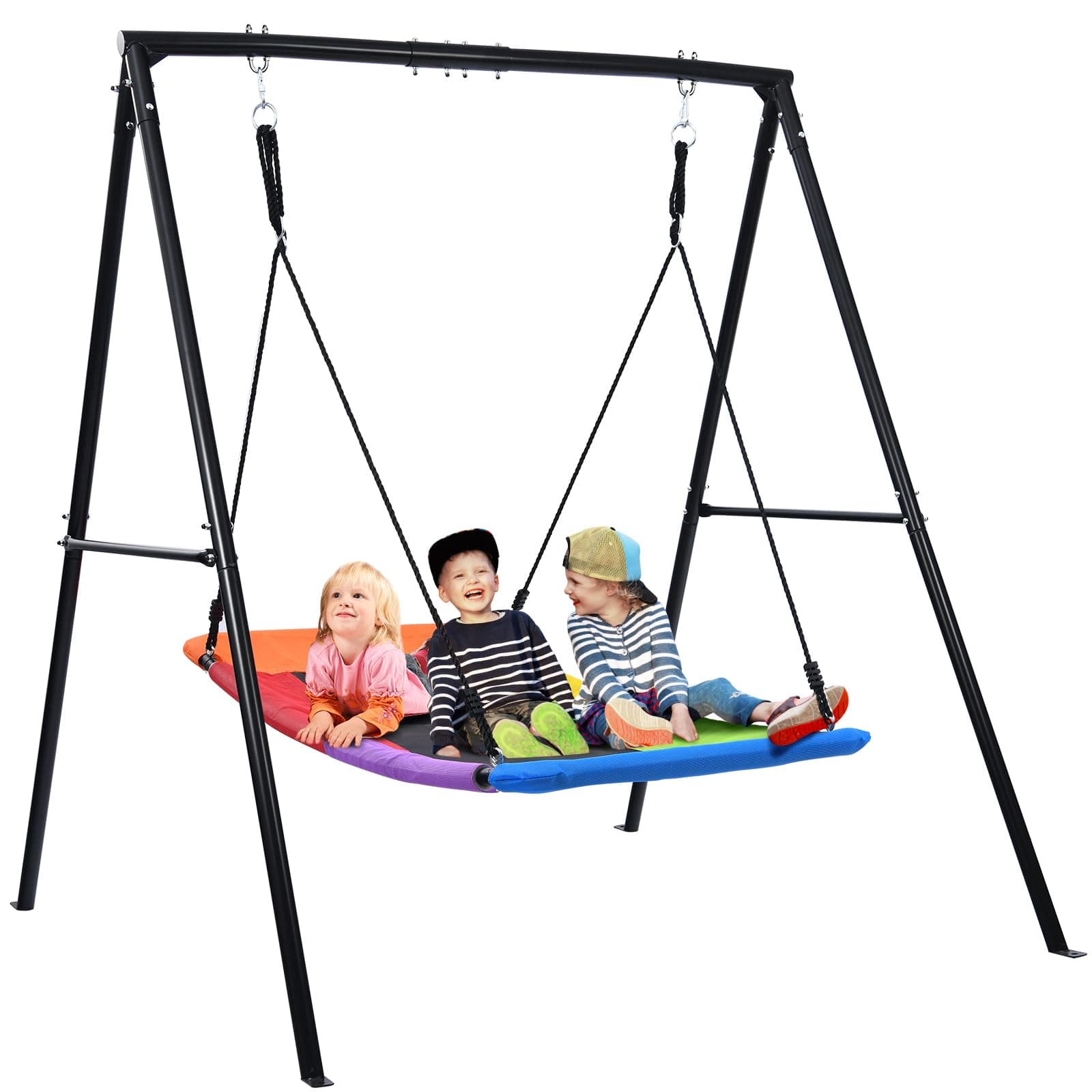 Trekassy Swing Sets for Backyard, 440lbs Heavy Duty A-Frame Metal Stand with 60" Large Platform Swing for Outdoor Playground Park（Patented）