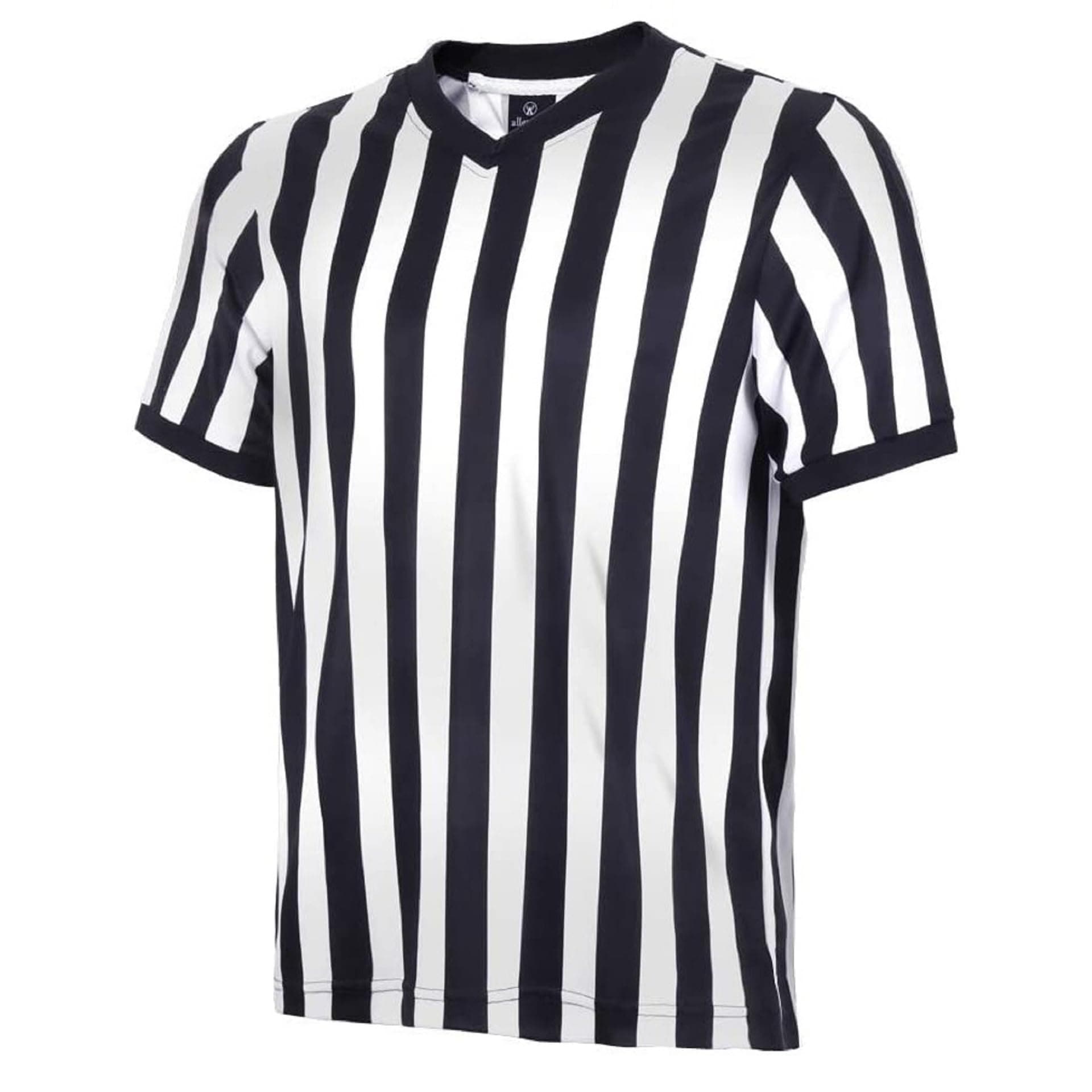 Men Referee Shirt, Official Black Stripe Ref Umpire Jersey, Pro-Style V-Neck Uniform, Basketball, Football