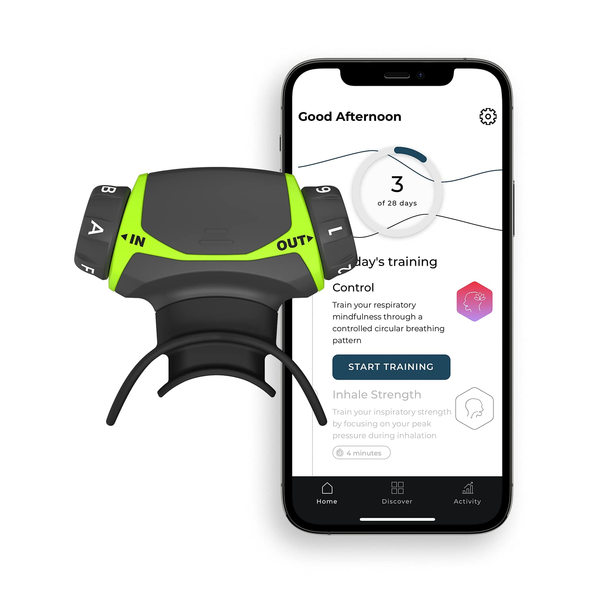 Airofit Active™ Breathing Trainer & Virtual Breathing Guided App | General Well-Being, Muscle Trainer for Enhanced Lung Capacity, Improved Active Lifestyle | Excellent For People In Sports & Well-Being