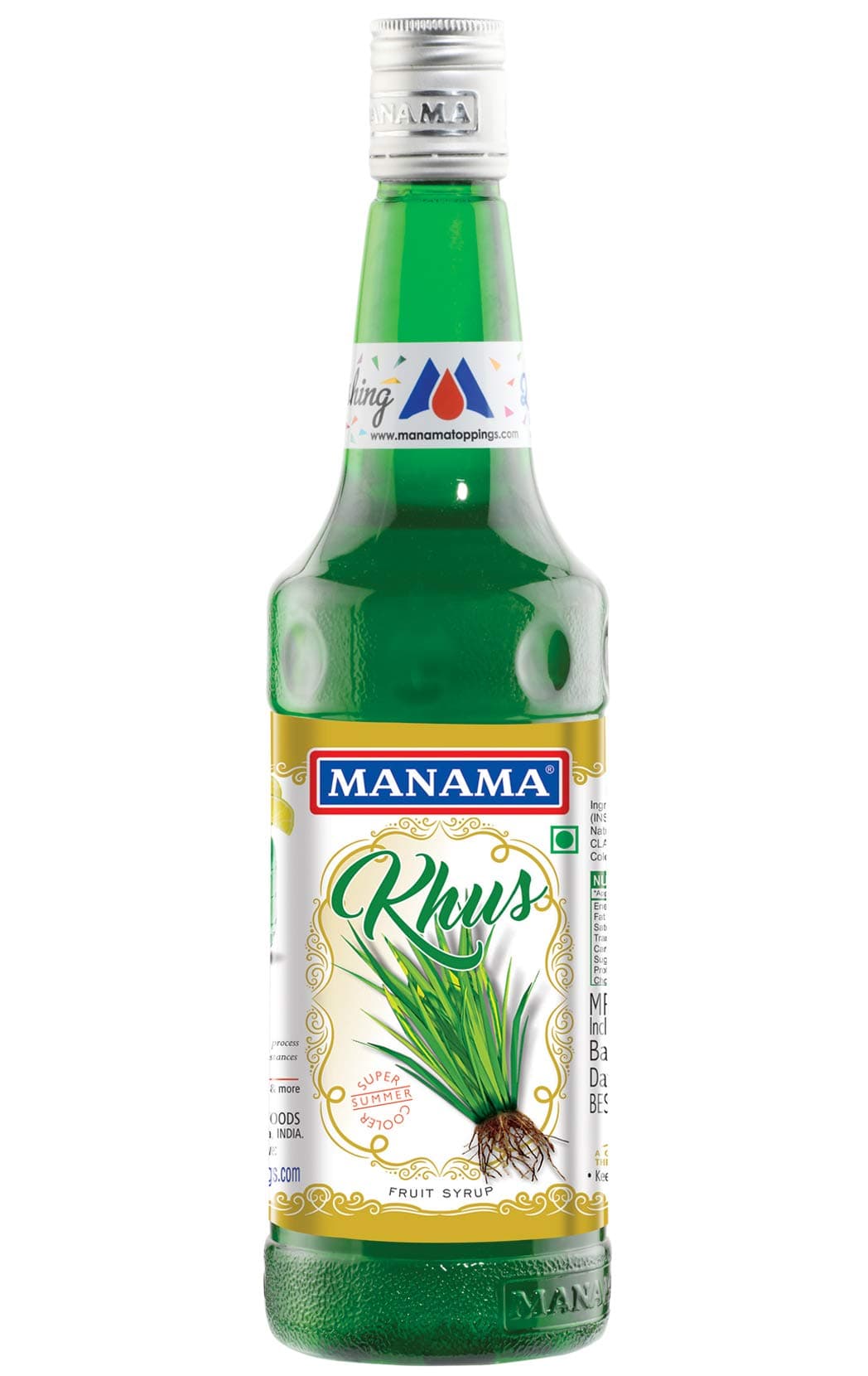 Manama Khus Syrup | Fruit Mixer for Mocktails, Cocktails, Drinks, Juices, Beverages | Non Alcoholic Mix 750ML Bottle