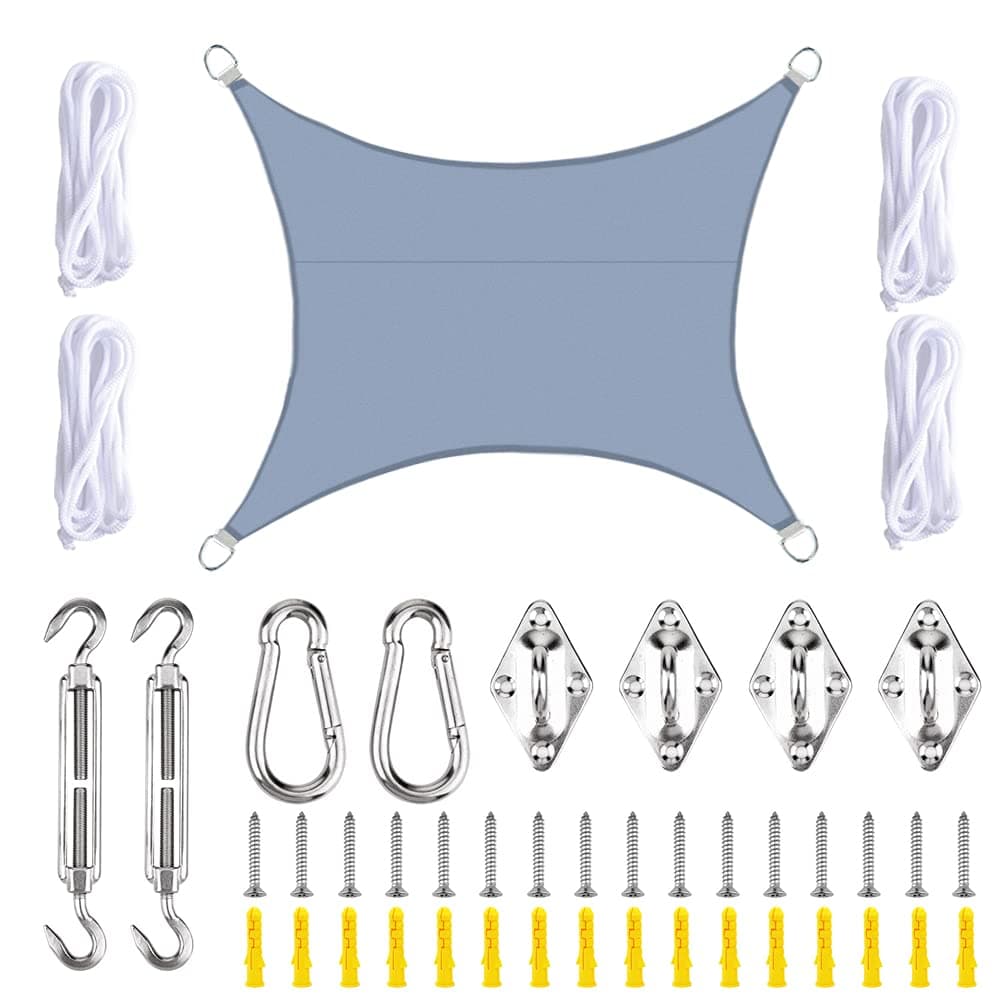 Garden Sun Shade Sail Canopy Waterproof 98% UV Block with Fixing Kit (3x2m, Gray)