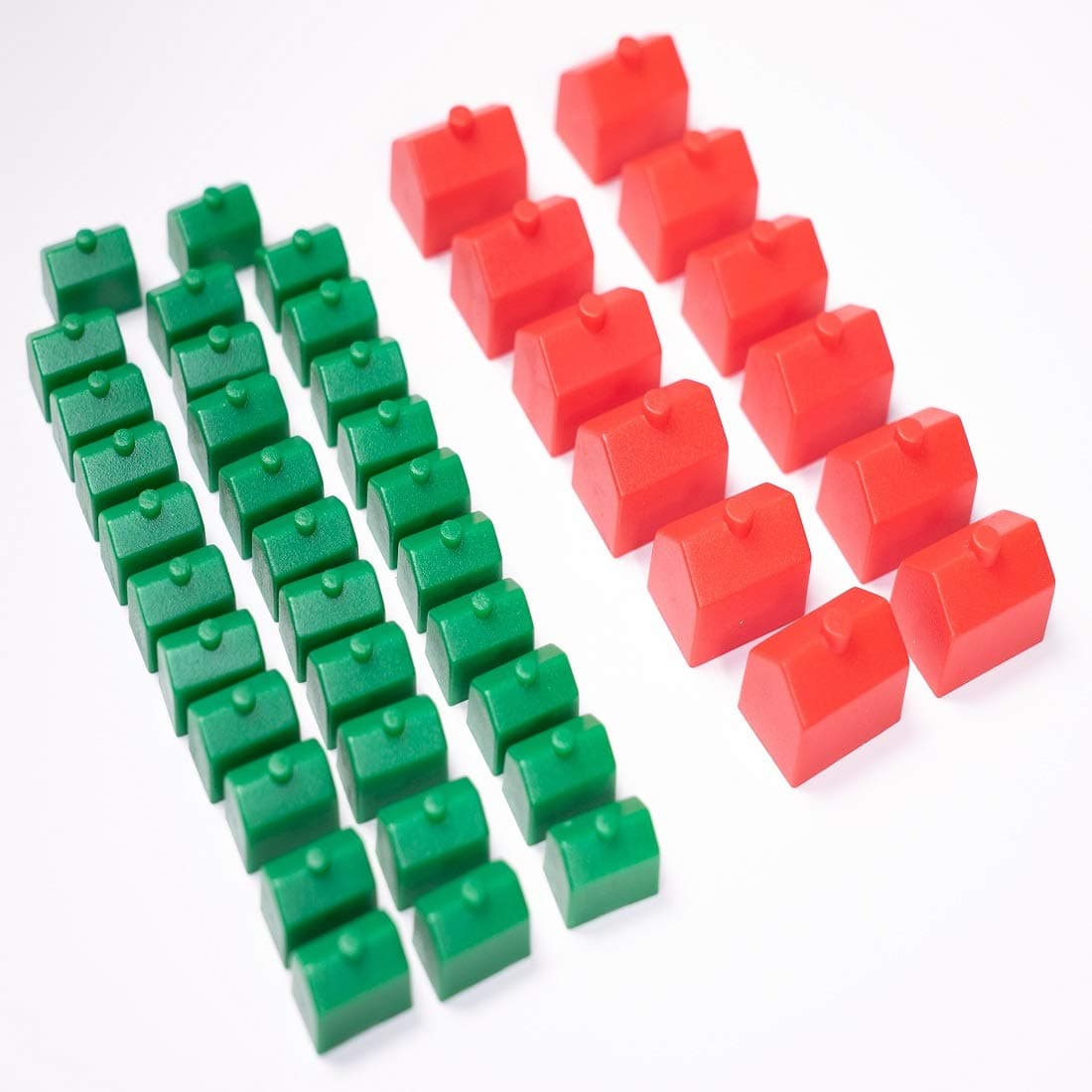 Monopoly Green House and Red Hotel Replacements: 32 Houses & 12 Hotels, Matte Finish, Injection Molded Polystyrene, Game Set for 8+ Players, Age 6+