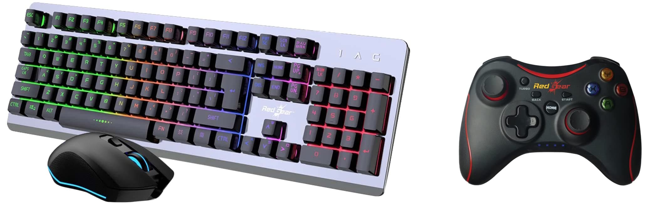 Redgear Pro Wireless Gamepad with 2.4GHz Wireless Technology, Integrated Dual Intensity Motor, Illuminated Keys for PC & GC-100 Keyboard-Mouse Combo with 3 Mixed LEDs,Windows Keylock, Floating Keycaps