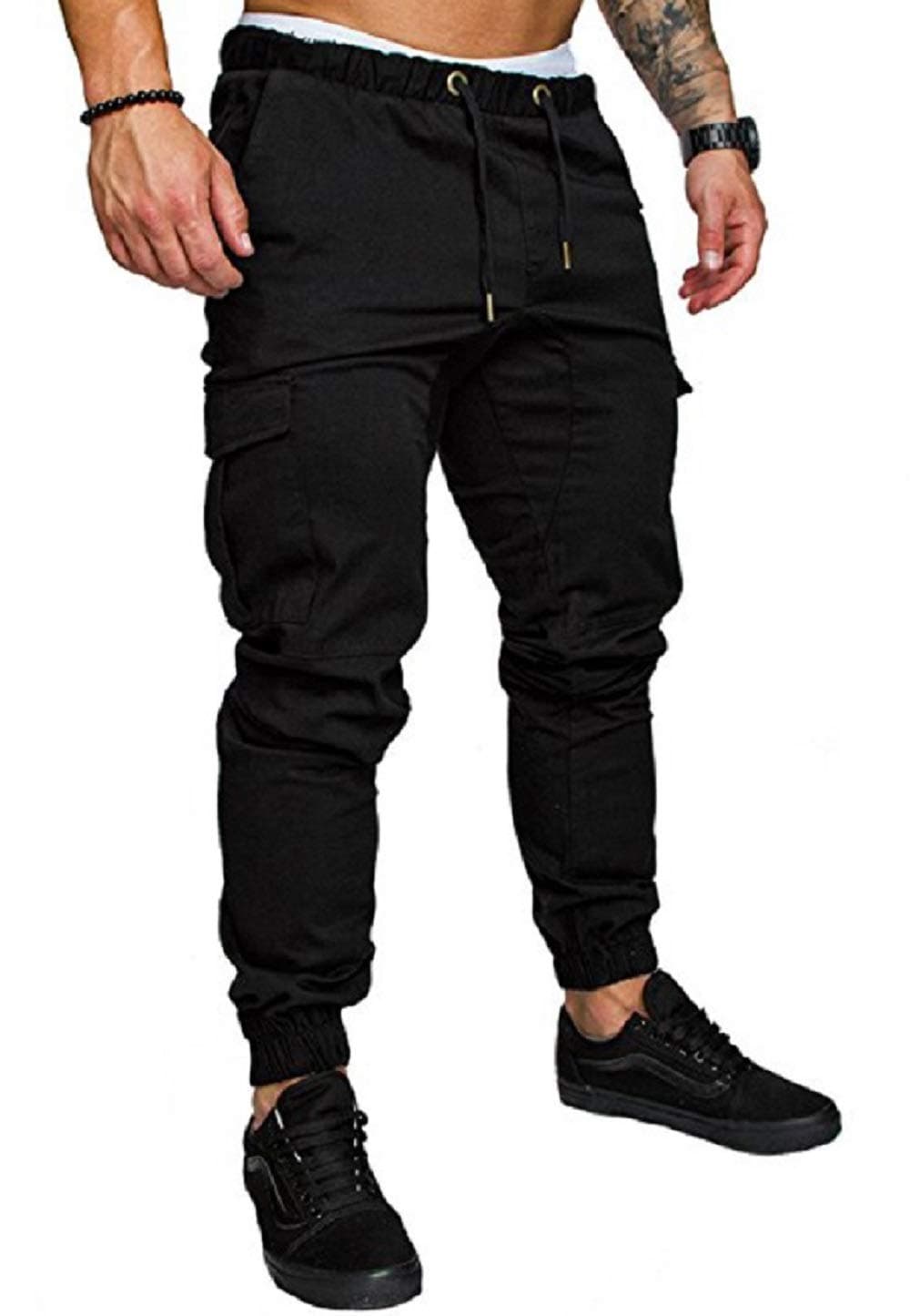 Men's Cargo Relaxed Fit Pants Tactical Army Trousers Combat Work Military Black M