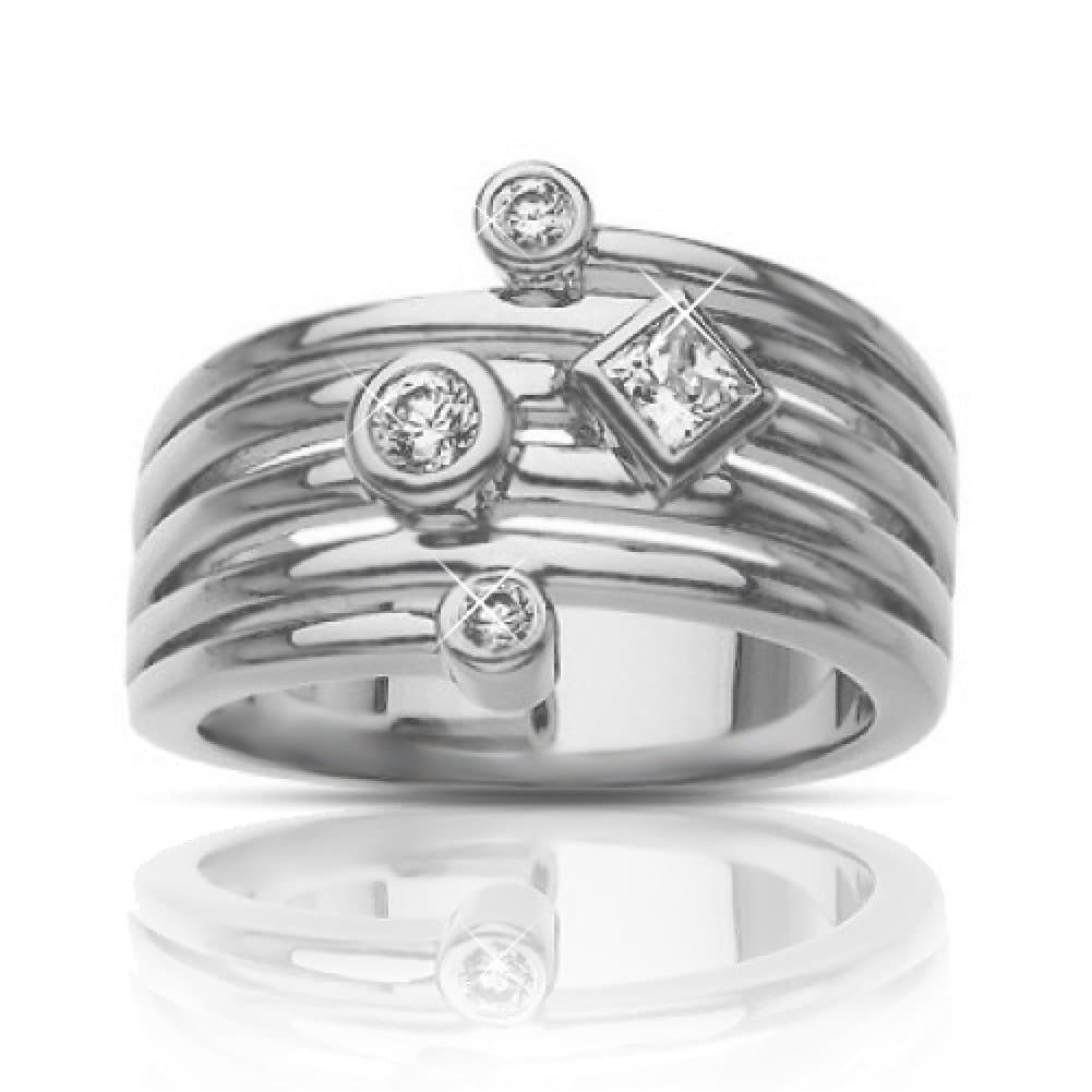 0.50 ct Ladies Round and Princess Cut Diamond Anniversary Ring in 18 kt White Gold