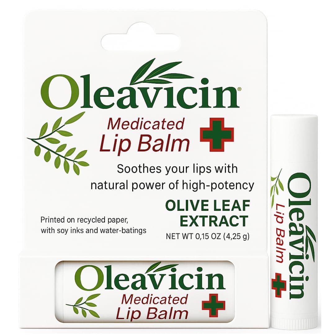 Natural Lip Balm | Dry Lip Relief | Patented Moisturizing Formula for Chapped Lips | Organic Olive Leaf Extract