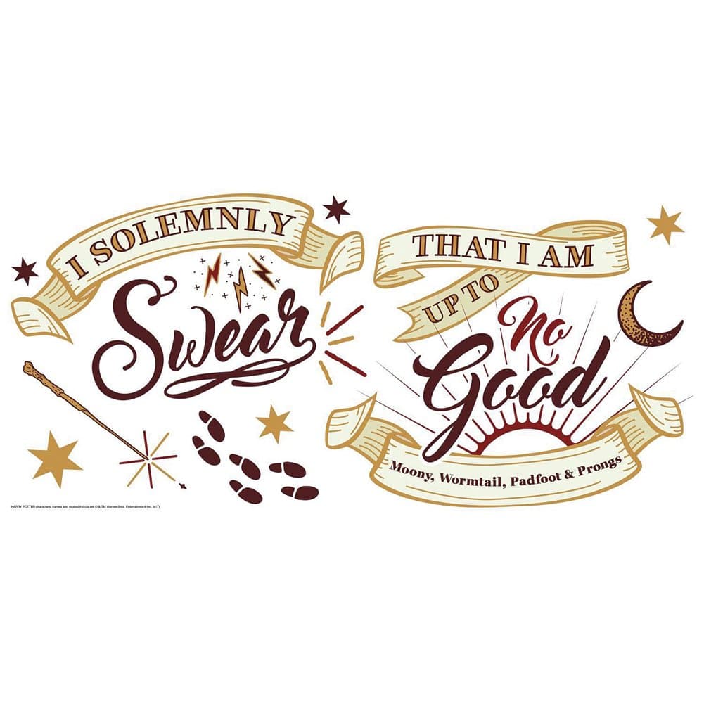 RoomMates RMK3607GM Harry Potter Marauder's Map Quote Peel and Stick Giant Wall Decals, Brown