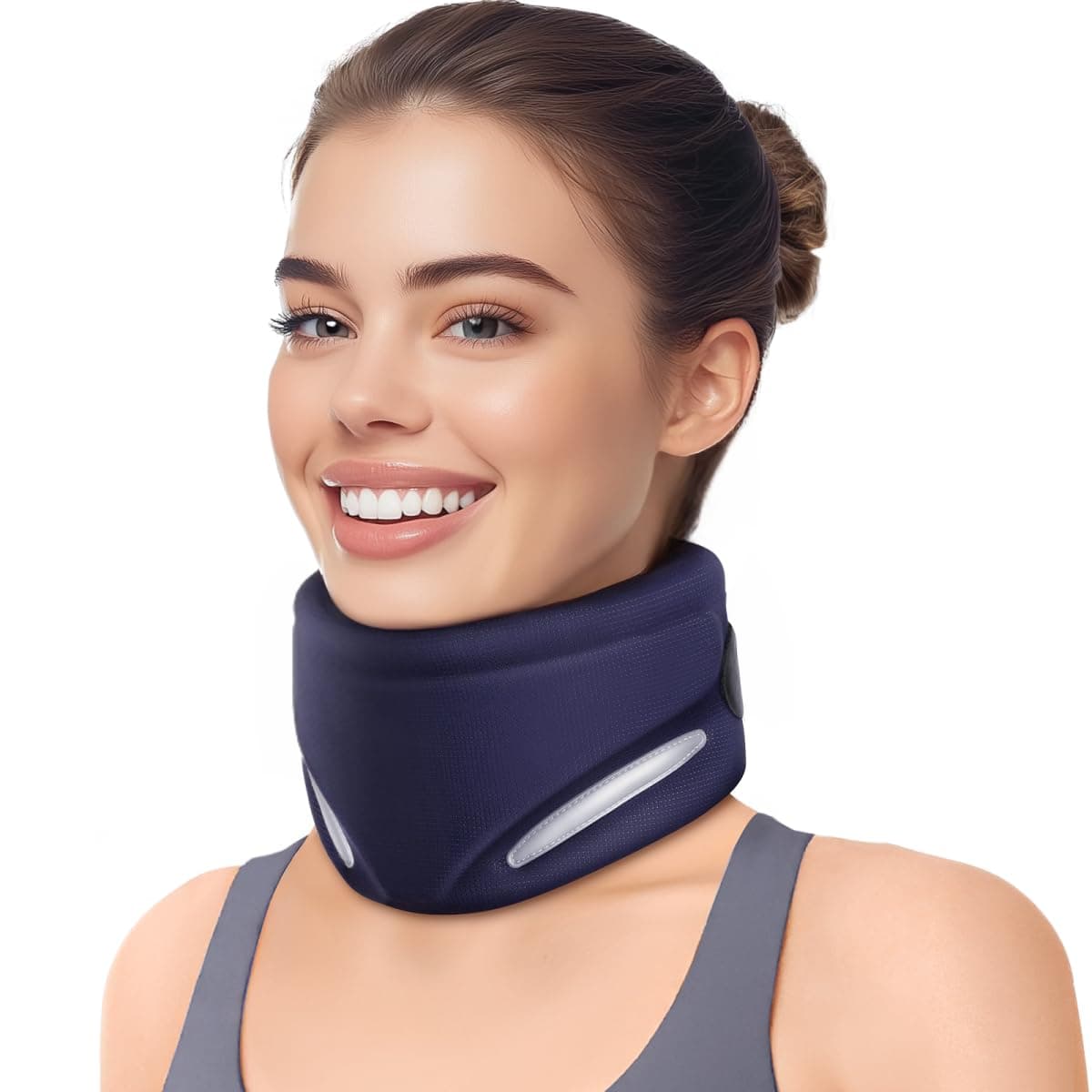 Ergonomic V-shaped Neck Brace for Neck Pain and Support, Throat-friendly Soft Cervical Collar with Dual Memory Foam for Comfort and Cervical Spine Pressure Relief, Vertebrae Stability (11.8" - 18.5")