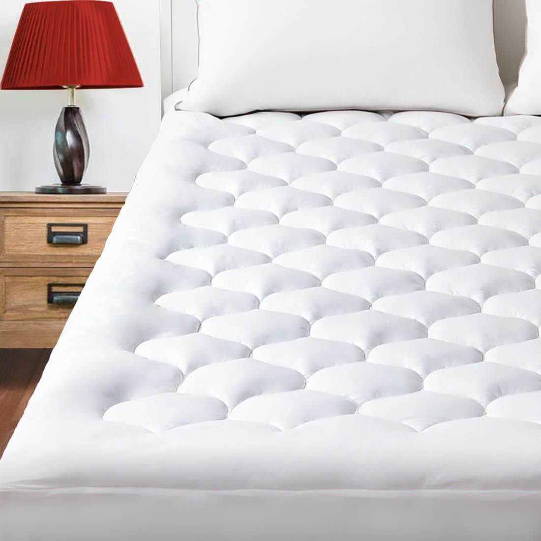 Pillowtop Full Mattress Pad Cover Overfilled Fitted Mattress Topper with Cloud Down Alternative 8-21” Deep Pocket Hotel Luxury Collection