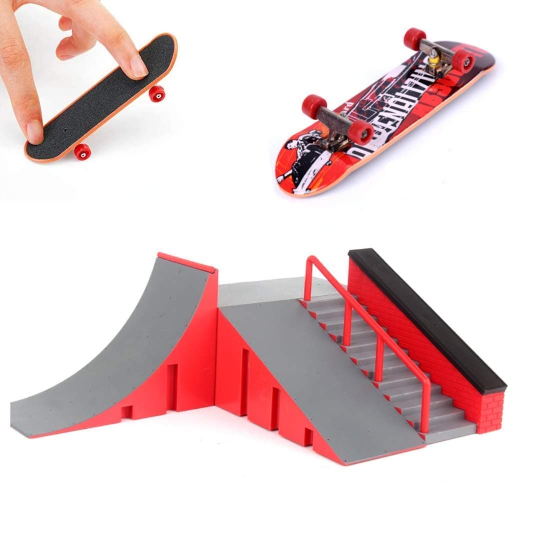 AumoTo Skatepark Ramps, Mini Fingerboard Skate Park Kit for Tech Deck Circuit Board DIY Finger Skate Boarding Ultimate Sport Training Props Toy for Kids