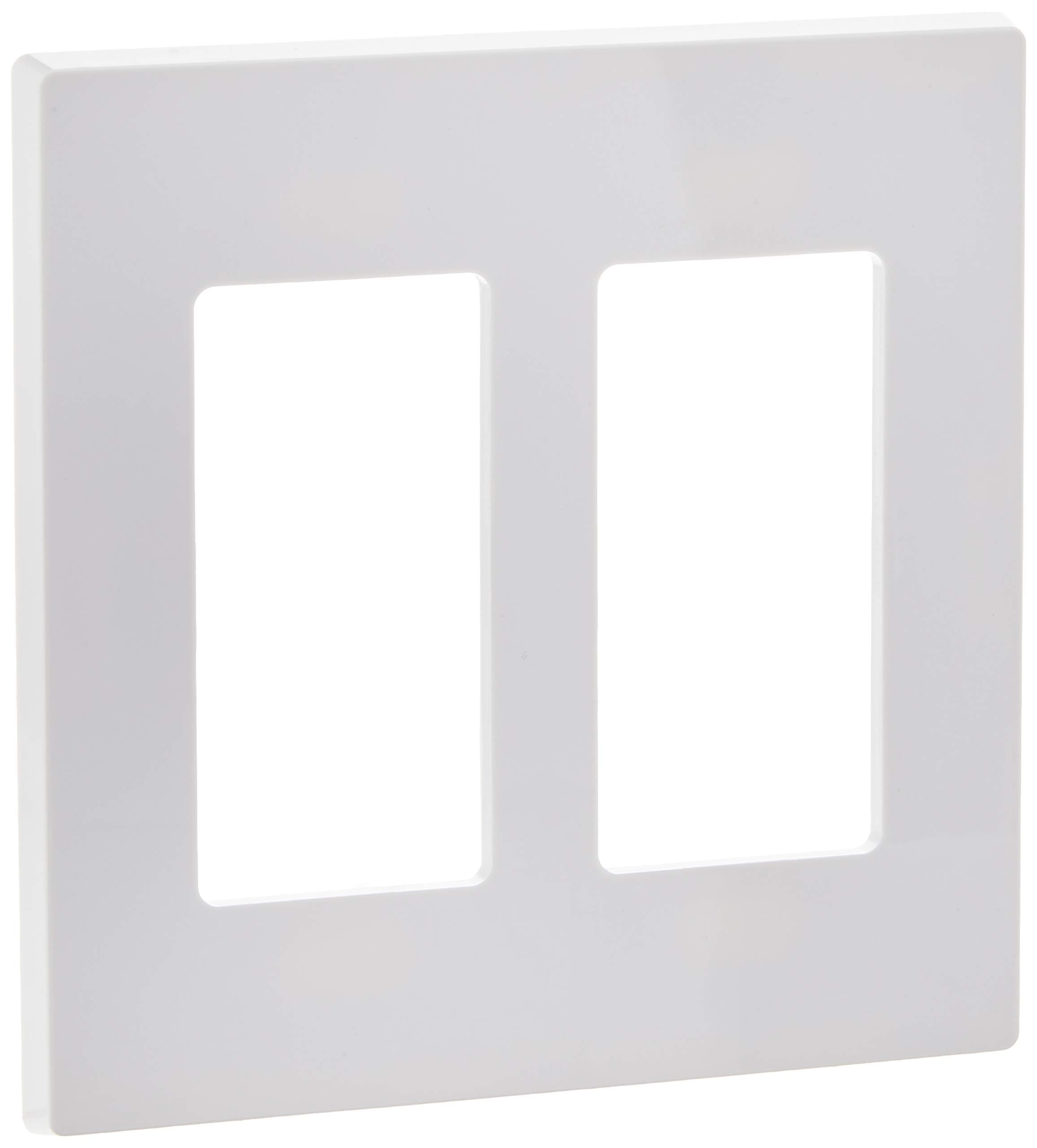 Leviton 2-Gang Decora Plus Screwless Wall Plate, 80309-SW, White