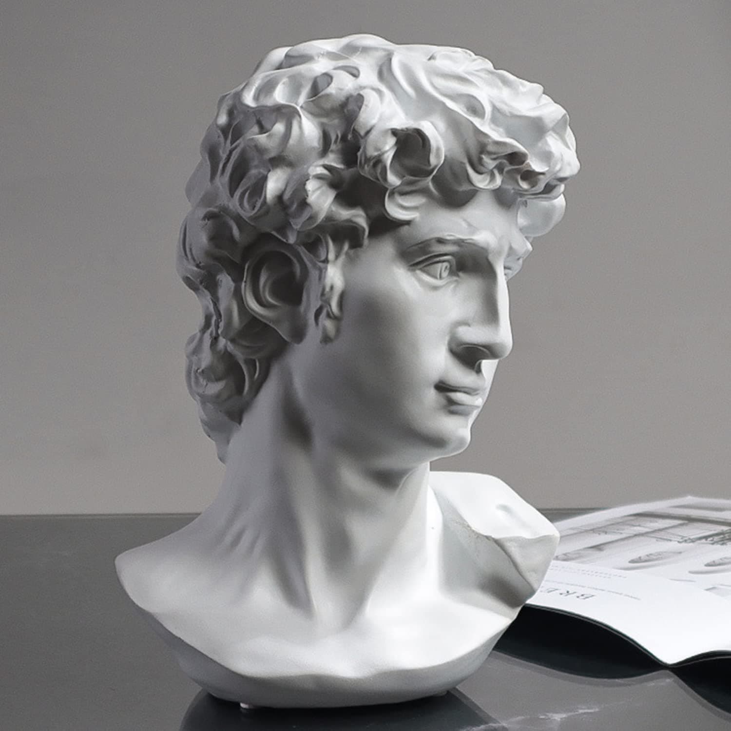 David Statue Greek Bust,Head Bust Statue for Roman Home Decor,Coffee Table Decor White,Greek Mythology Decorfor Bedroom/Living Room/Office 6"