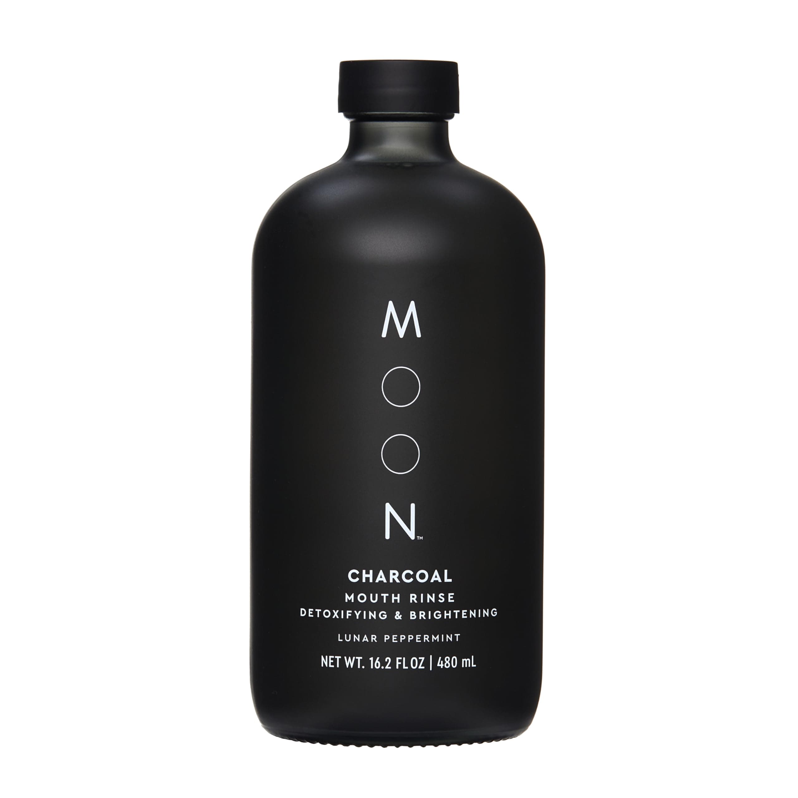 MOON Charcoal Mouthwash, Mouth Rinse for Adults to Fight Bad Breath & Detoxifies, Fluoride-Free, Alcohol-Free, Lunar Peppermint, 16.2 oz