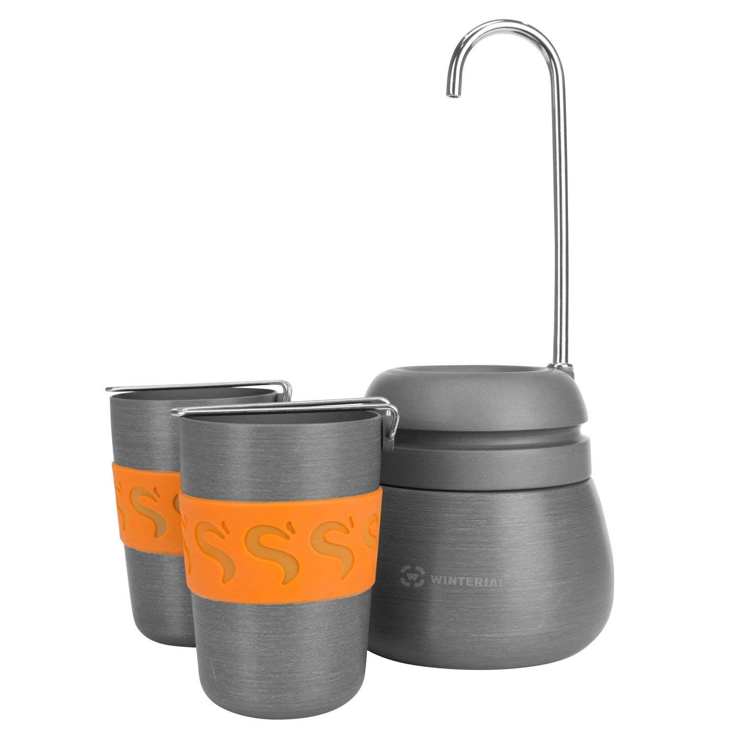 Winterial Compact Portable Outdoor Travel Camping Coffee Maker Percolator Set with 2 Cups, Filter, and Carry Bag