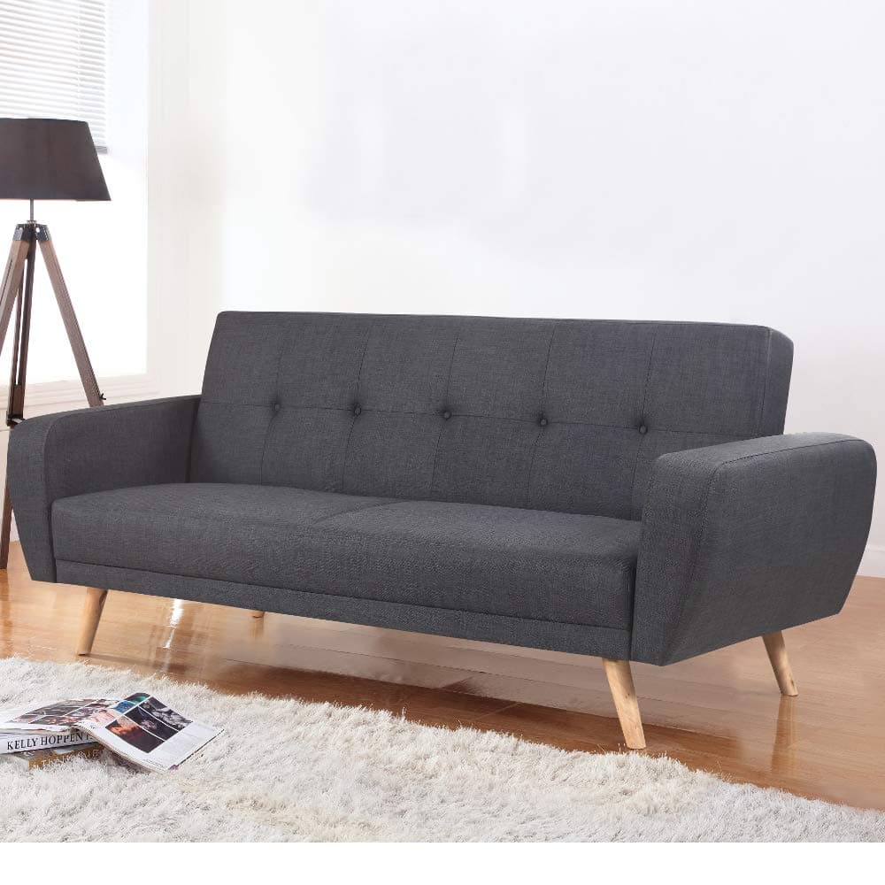 Happy Beds Farrow Large Grey Fabric 3 Seater Sofa Bed