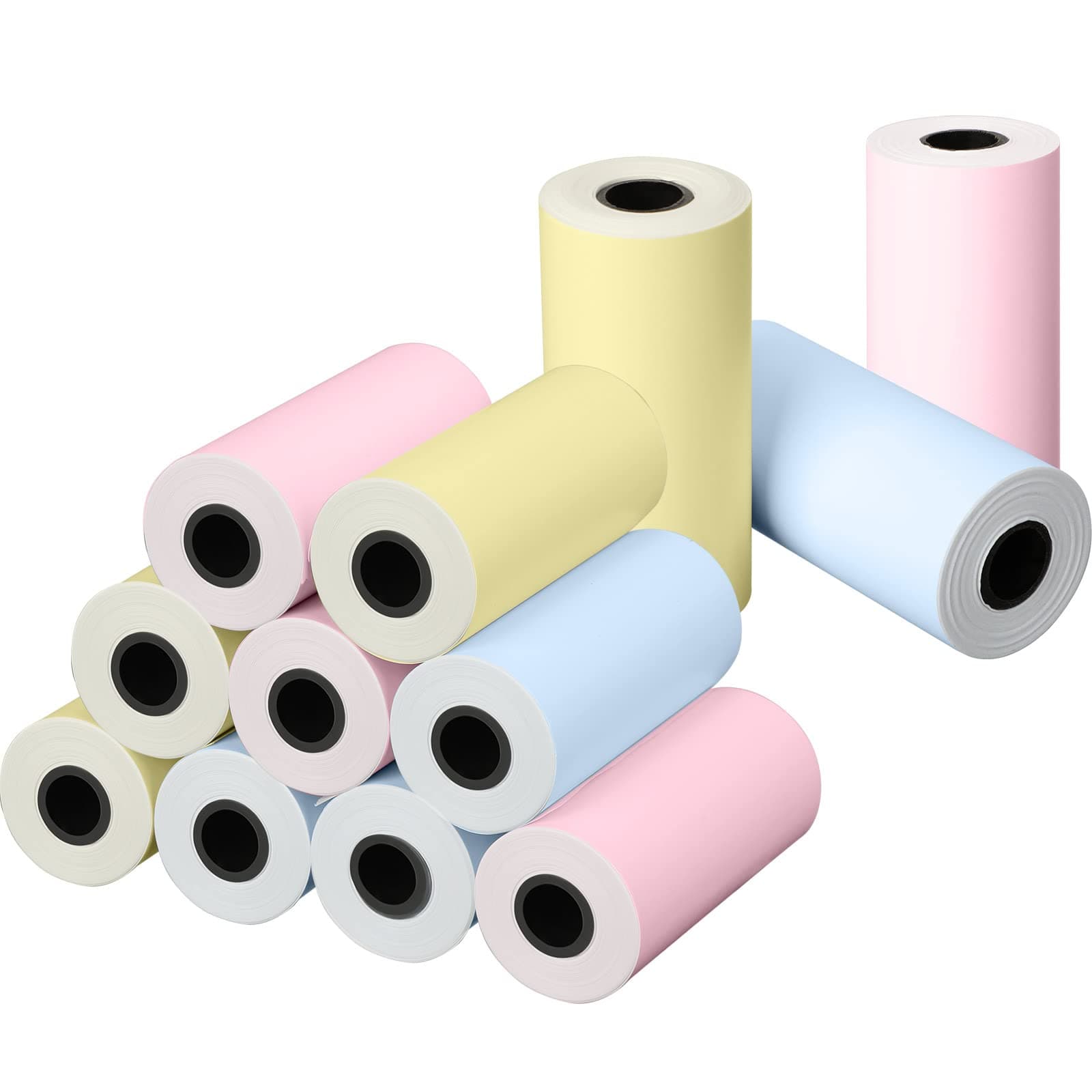 Epakh 12 Rolls Camera Thermal Paper Instant Camera Refill Paper Photo Printer Rolls, 2.2 x 1.1 Inch(Pink, Blue, Yellow)