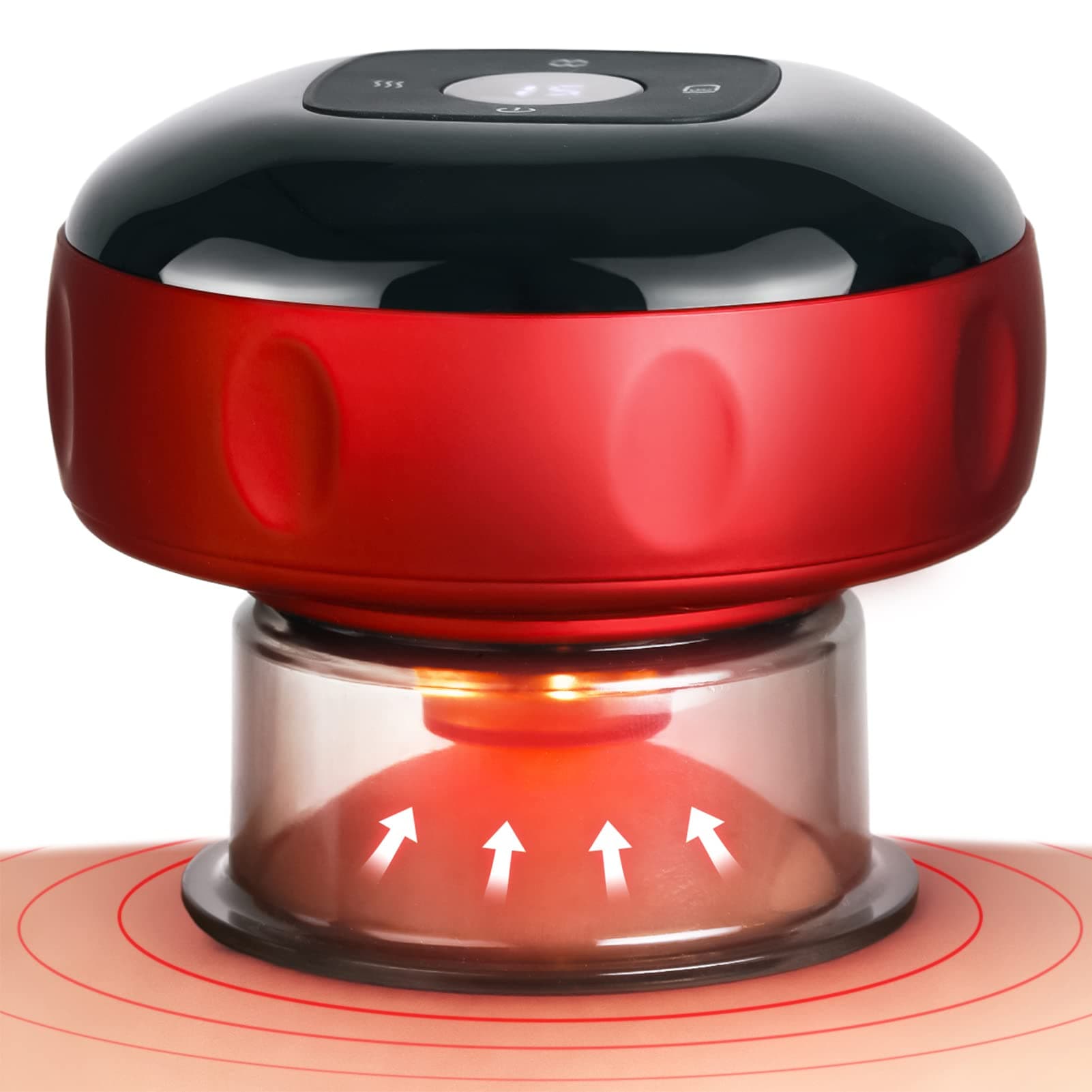 Becommend Smart Dynamic Cupping Therapy Set,Cellulite Massager 4 in 1 Vacuum Therapy Machine Cellulite Remover,Gua Sha Massage Tool with12 Level Temperature and Suction, 12 Level Red